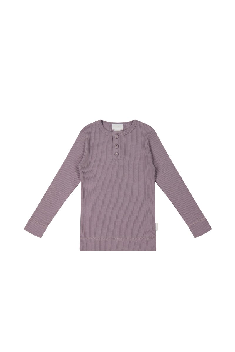 Organic Cotton Modal Long Sleeve Henley - Daisy