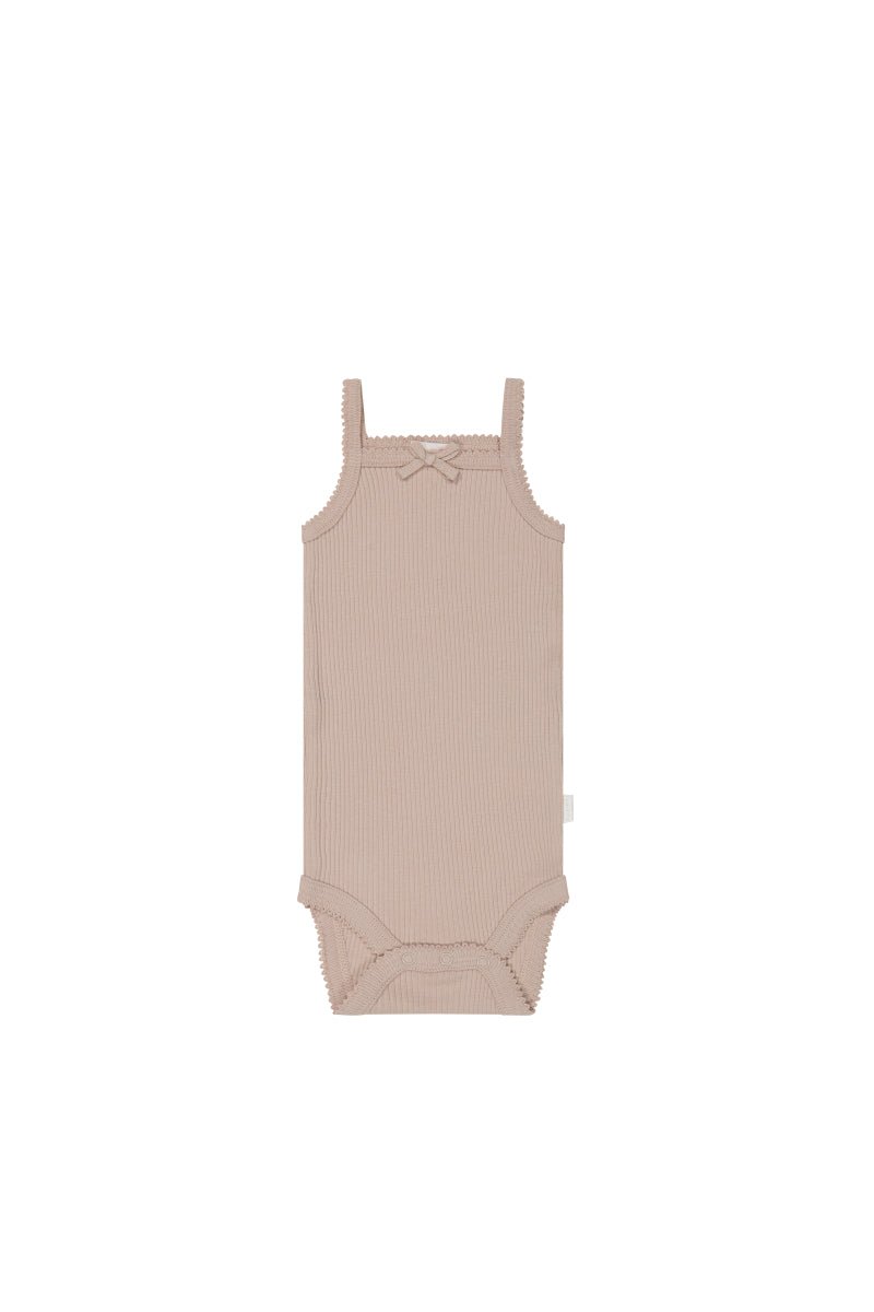Organic Cotton Modal Singlet Bodysuit - Dusky Rose