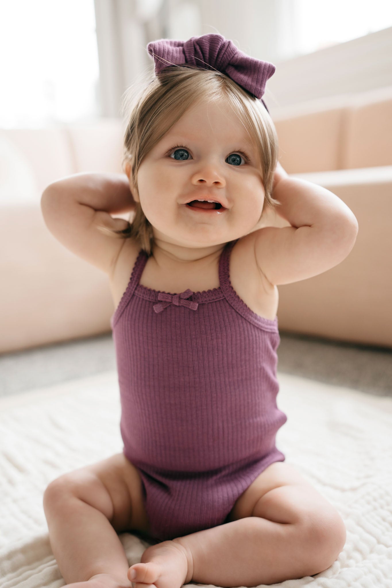 Organic Cotton Modal Singlet Bodysuit - Elderberry