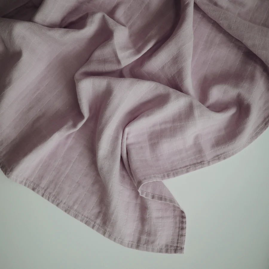 Organic Cotton Muslin Swaddle Blanket | Soft Mauve