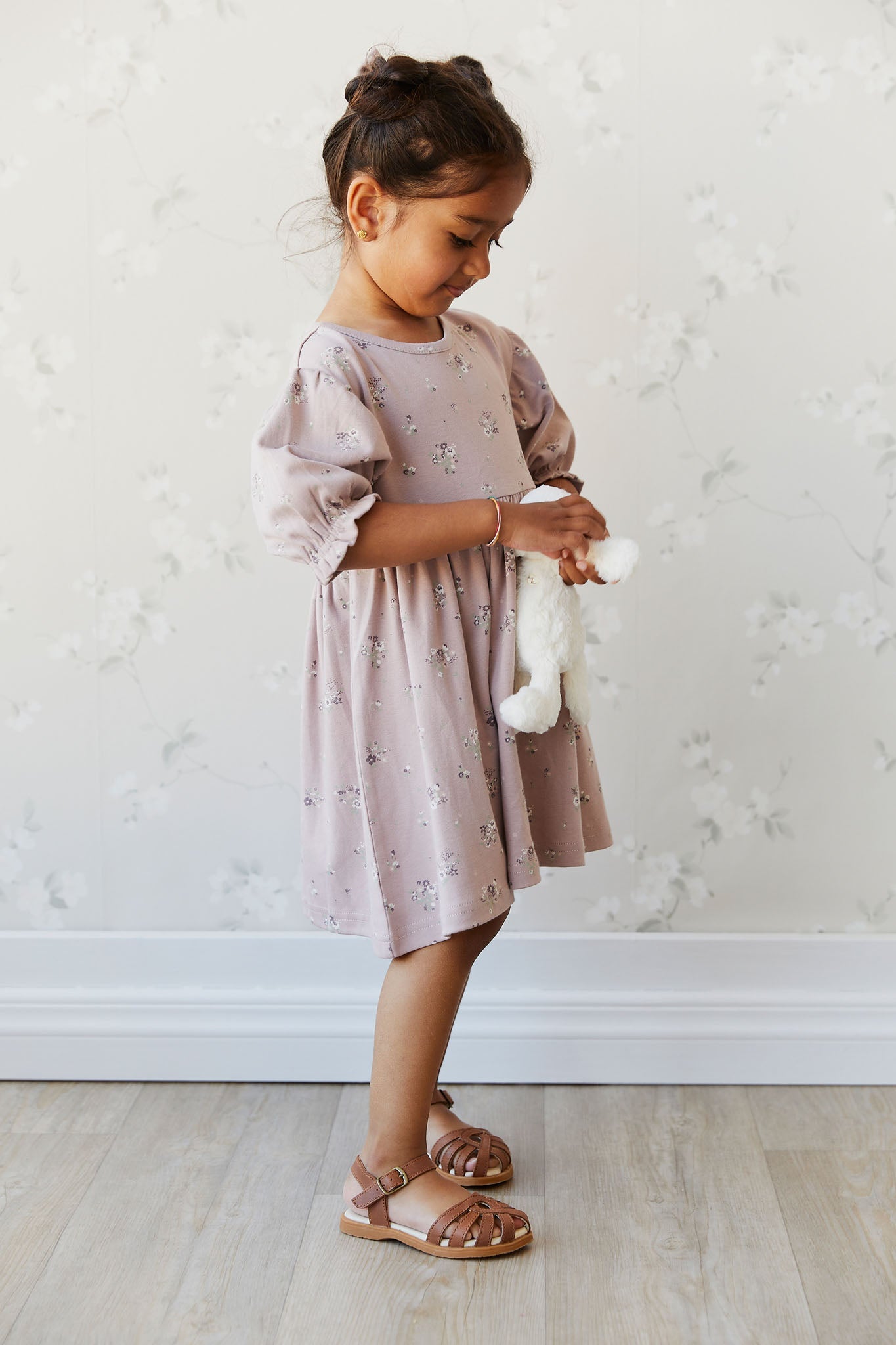 Organic Cotton Penny Dress - Lauren Floral Fawn