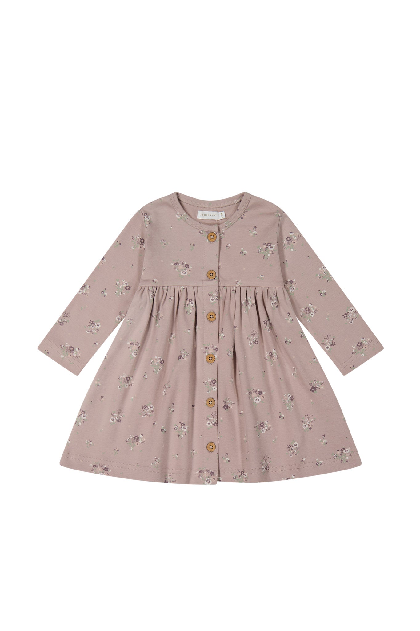 Organic Cotton Poppy Dress - Lauren Floral Fawn