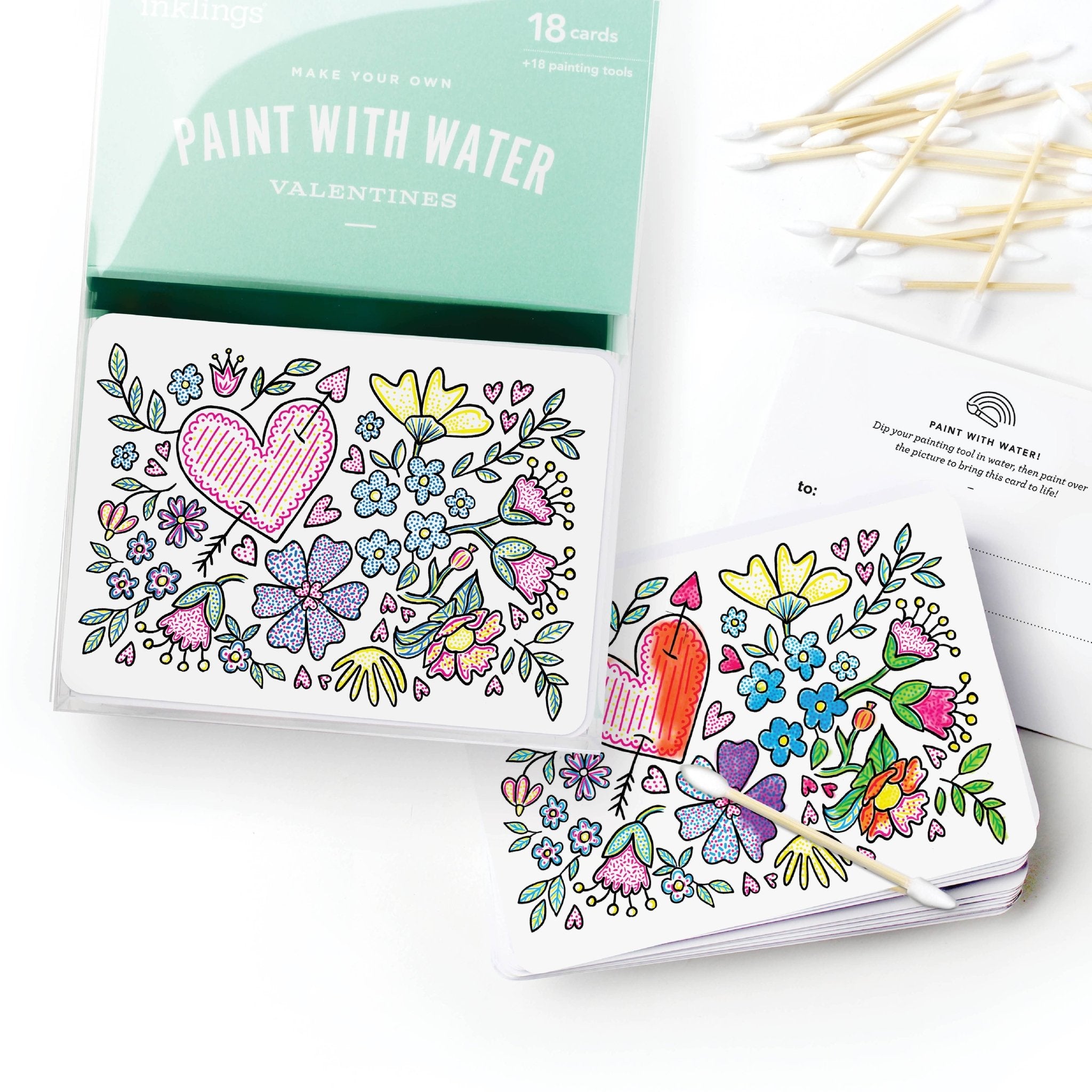 Paint with Water Valentine Cards | Floral