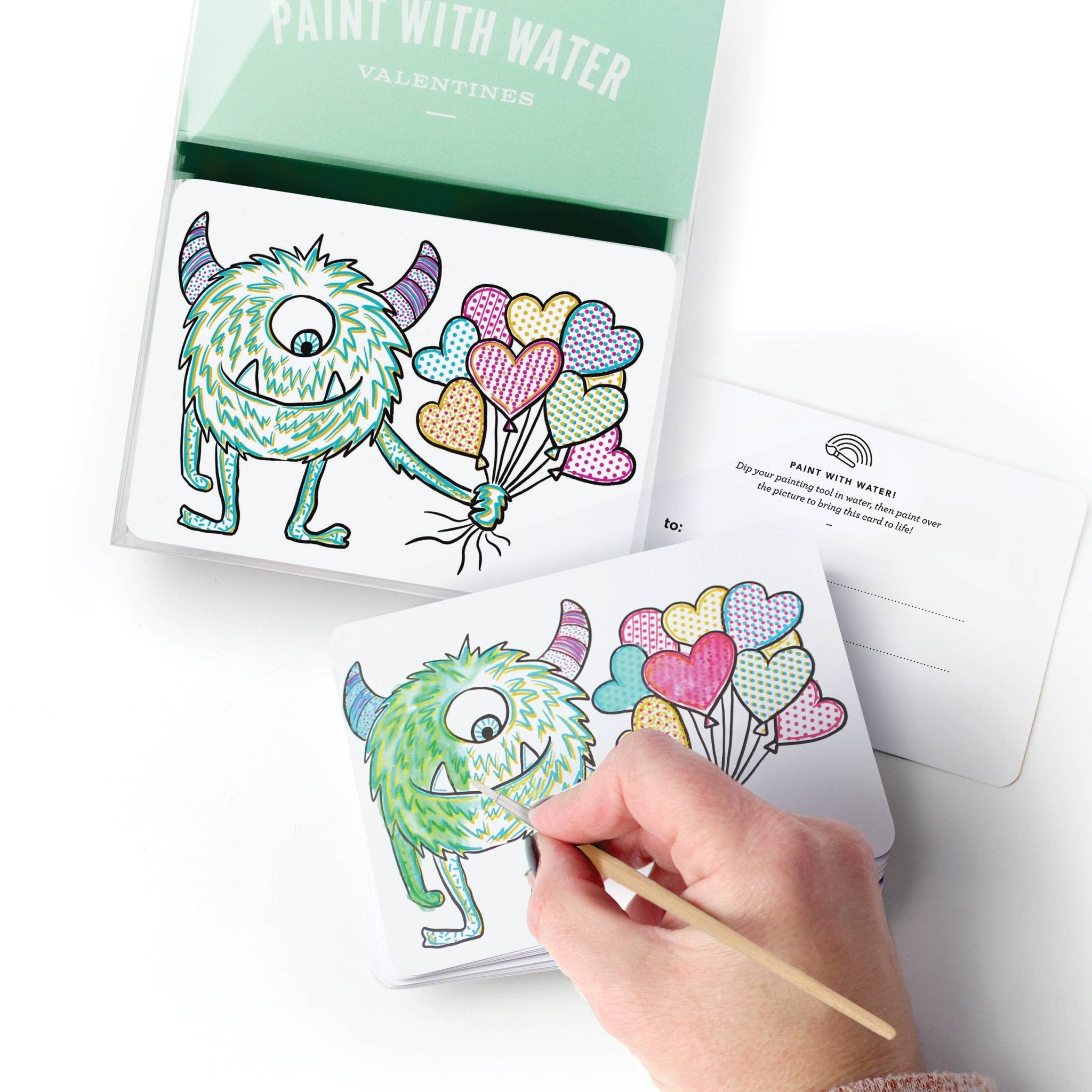 Paint with Water Valentine Cards | Monster
