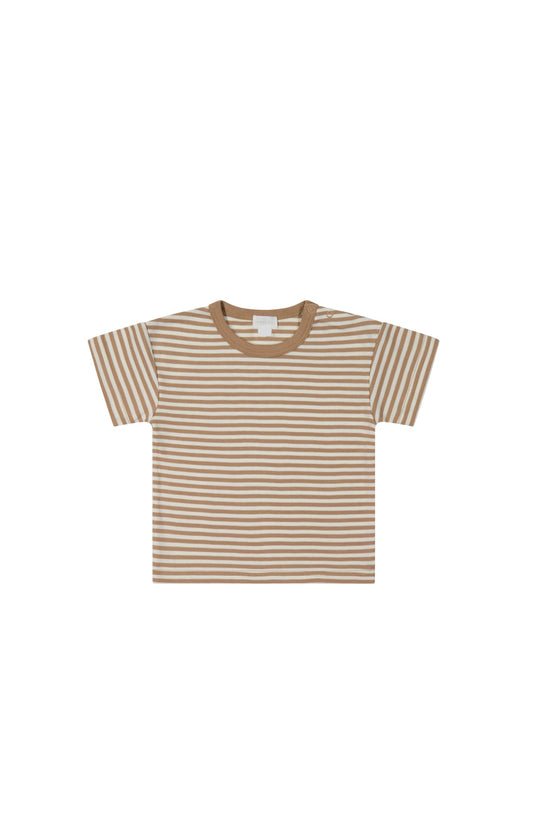 Pima Cotton Hunter Tee || Narrow Stripe Cafe Au Lait