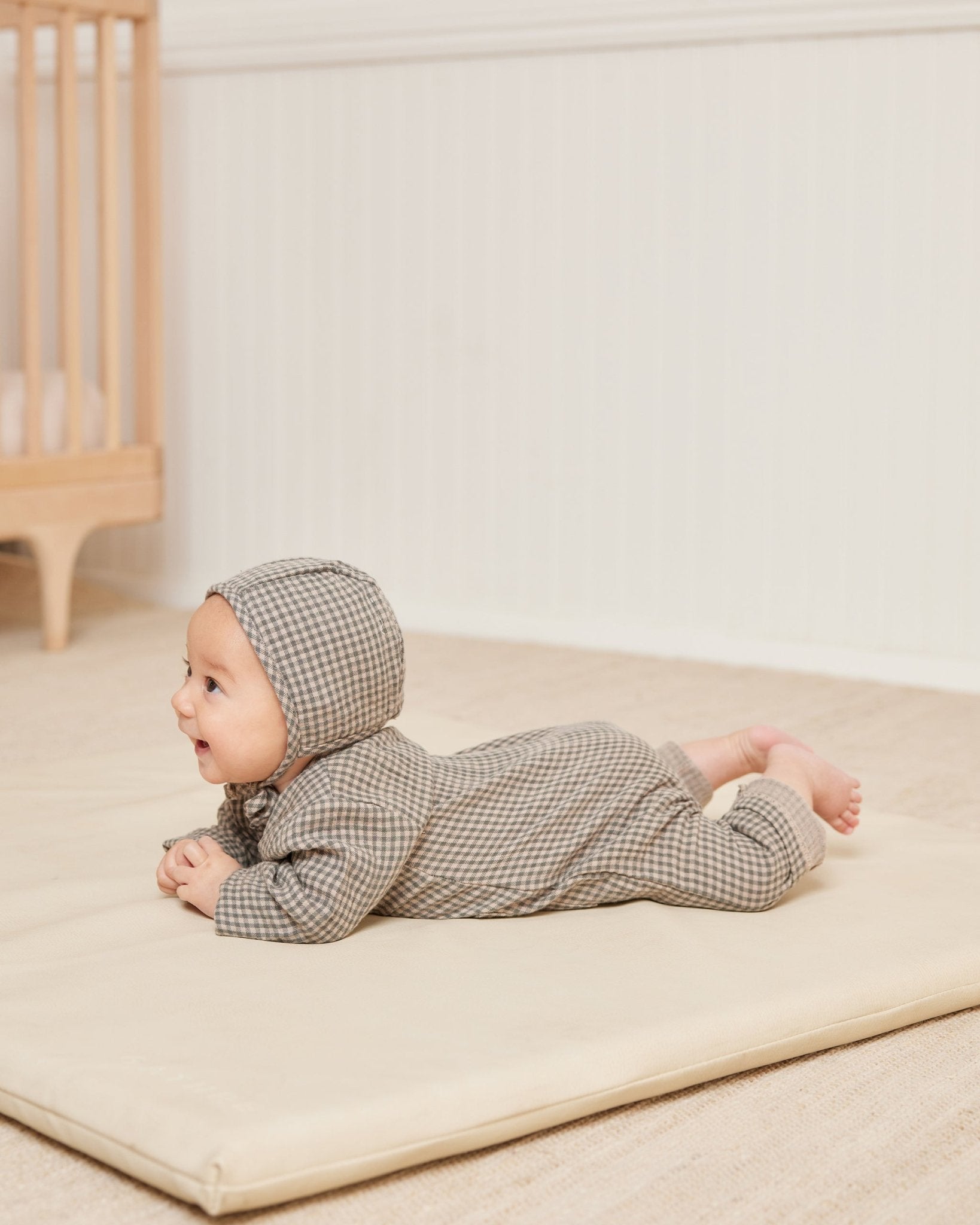 Pocketed Woven Jumpsuit | Forest Micro Plaid - LAST 0/3M & 6/12M