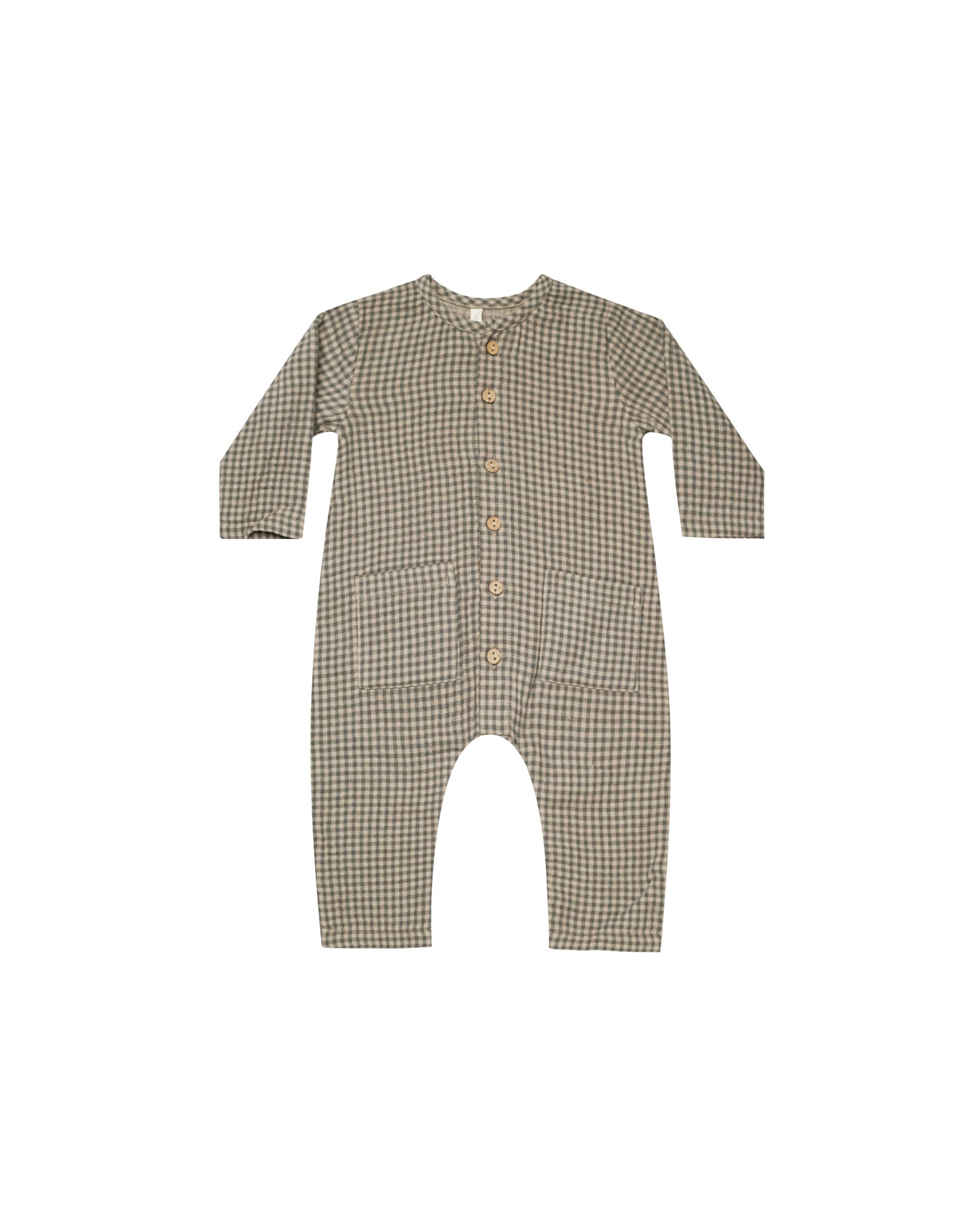 Pocketed Woven Jumpsuit | Forest Micro Plaid - LAST 0/3M & 6/12M