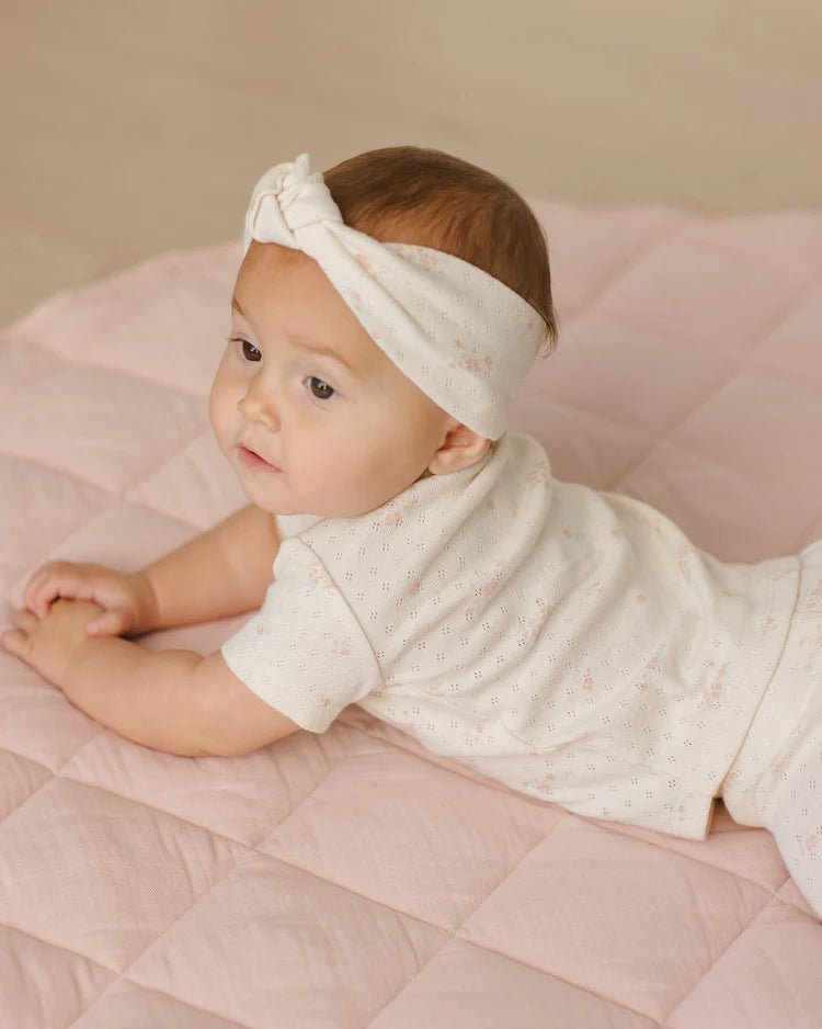 Pointelle Knotted Headband || Pink Ditsy