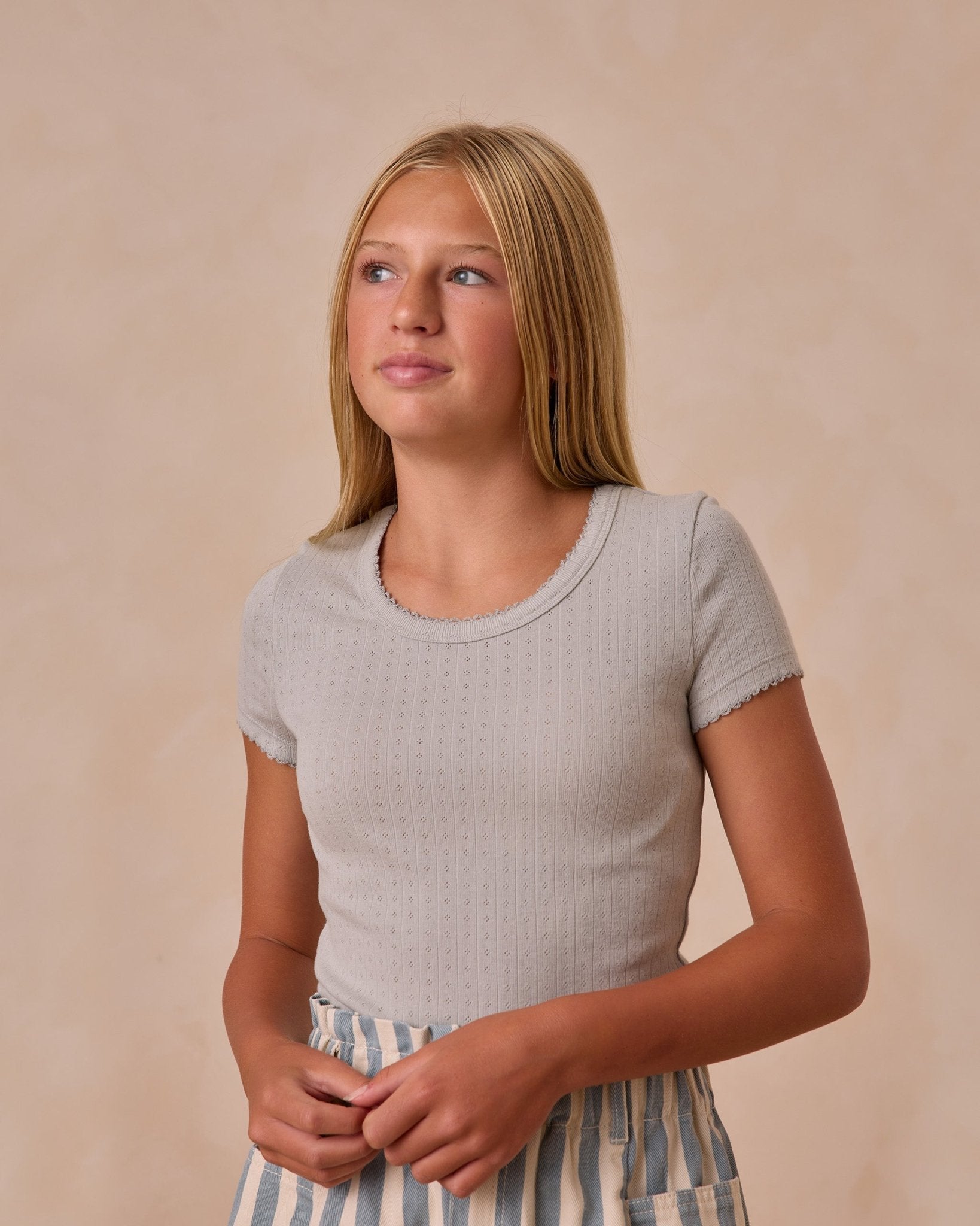 Pointelle Tee|| Seafoam (Teens)