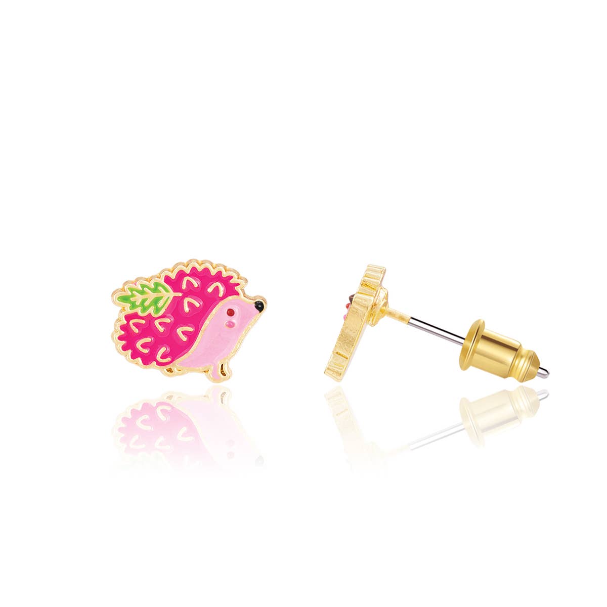 Prickly Pink Hedgehog | Stud Earrings