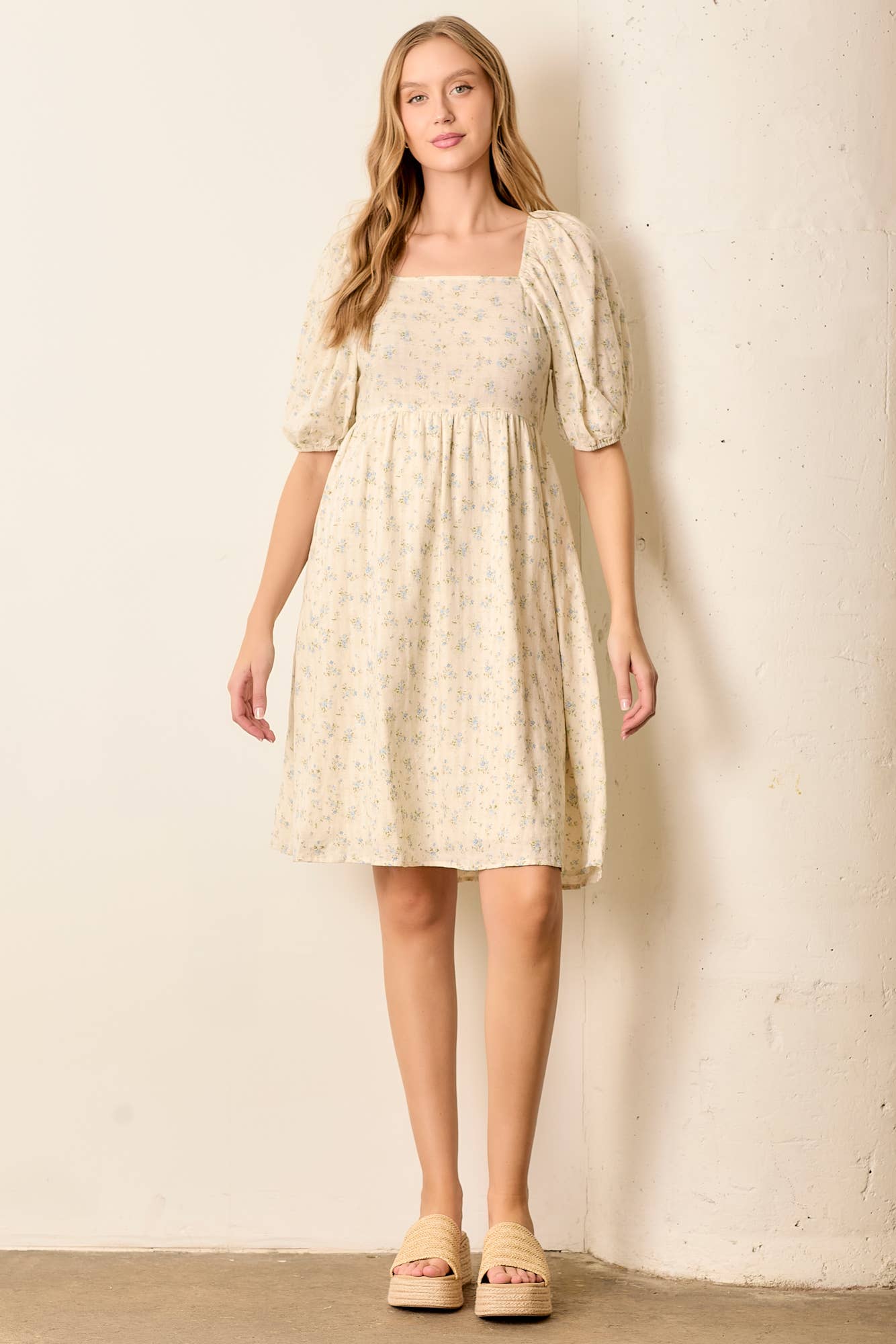 Printed Floral Square Neck Dress