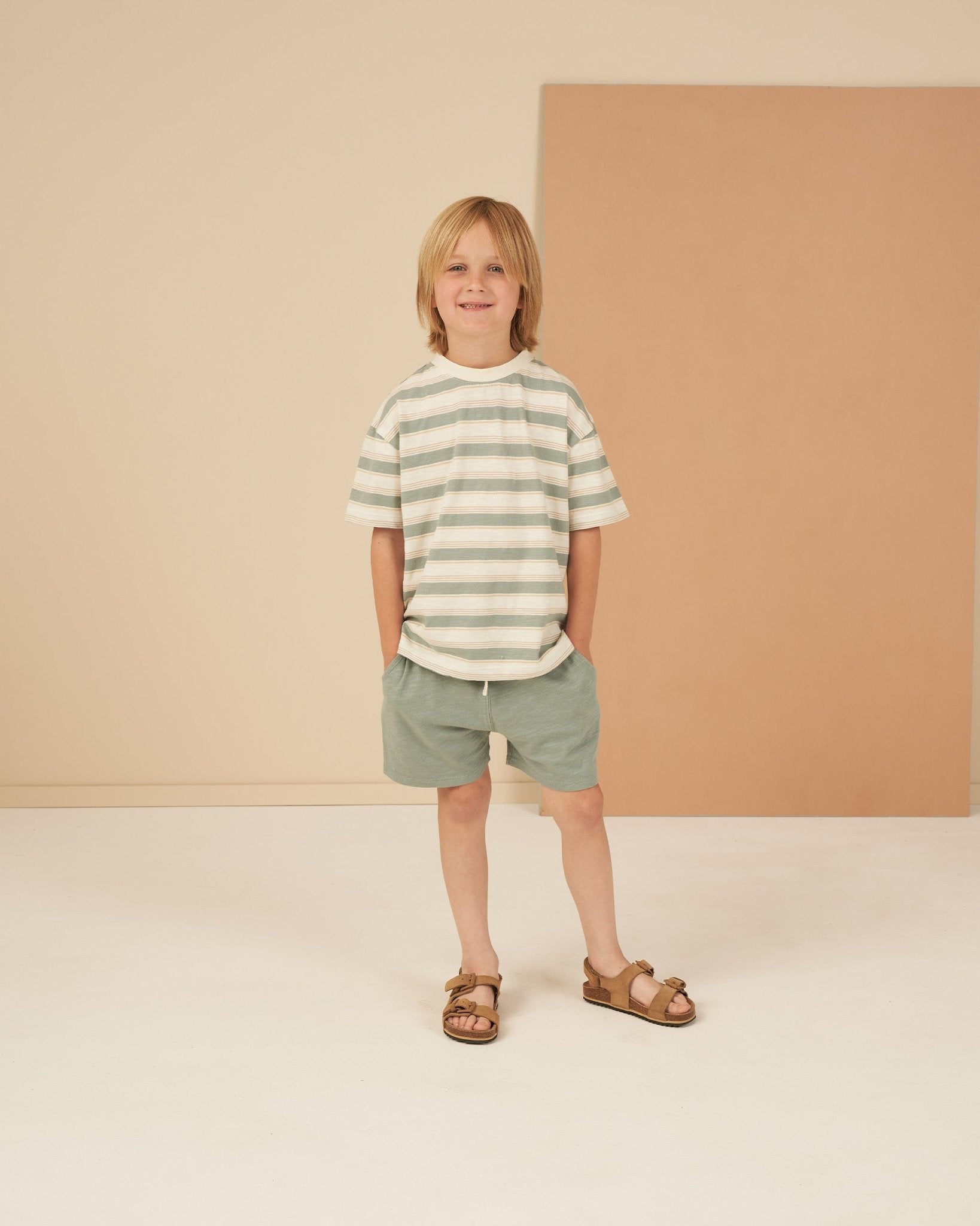 Relaxed Tee || Aqua Stripe - LAST ONE 6/12M