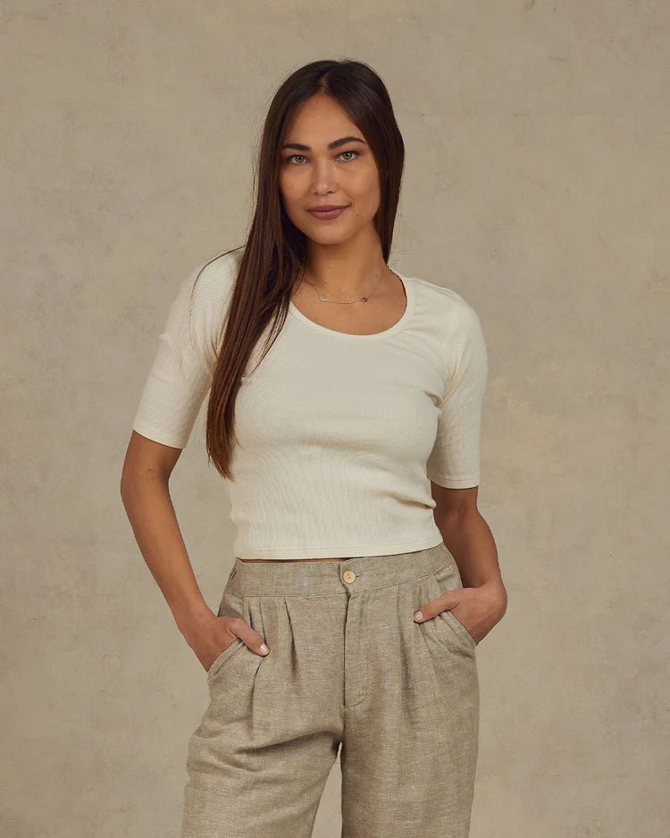 Rib Scoop Tee || Ivory - LAST XS