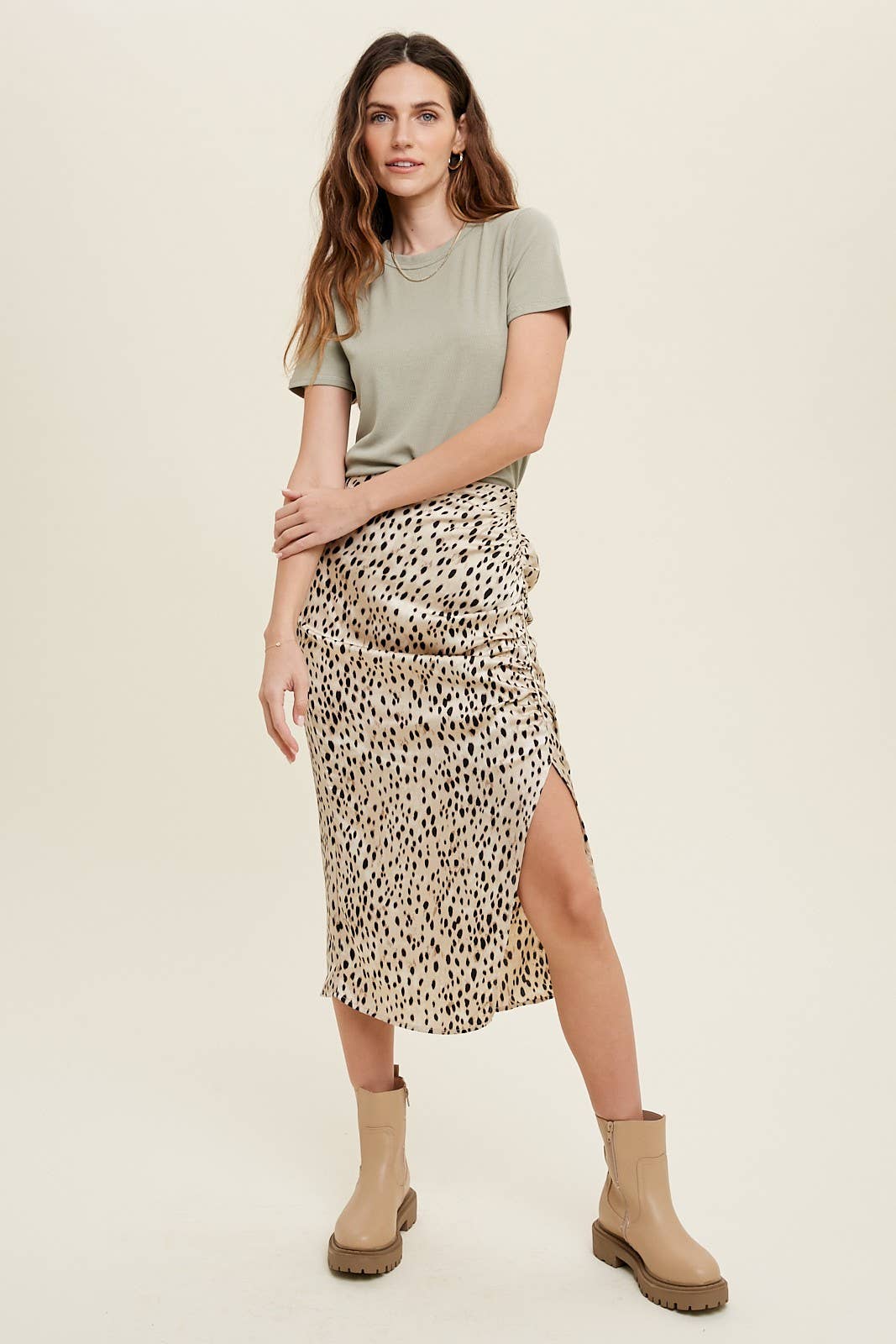 Ribbed Knit Basic T-Shirt || Seagrass