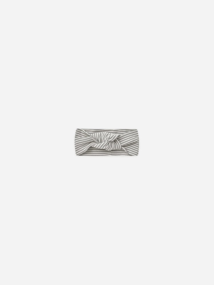 Ribbed Knotted Headband || Lagoon Micro Stripe