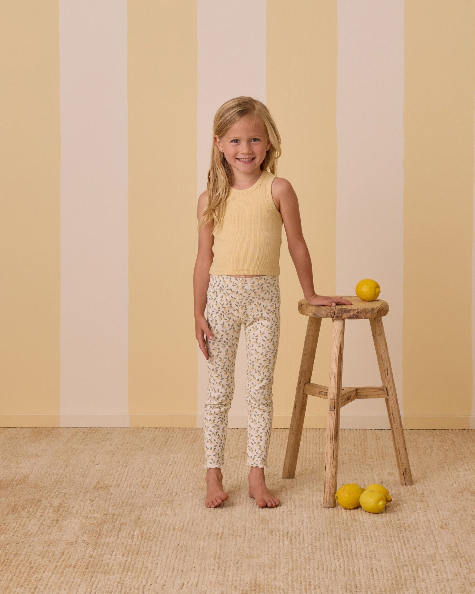 Ribbed Legging Set || Yellow, Lemons Ribbed Cotton