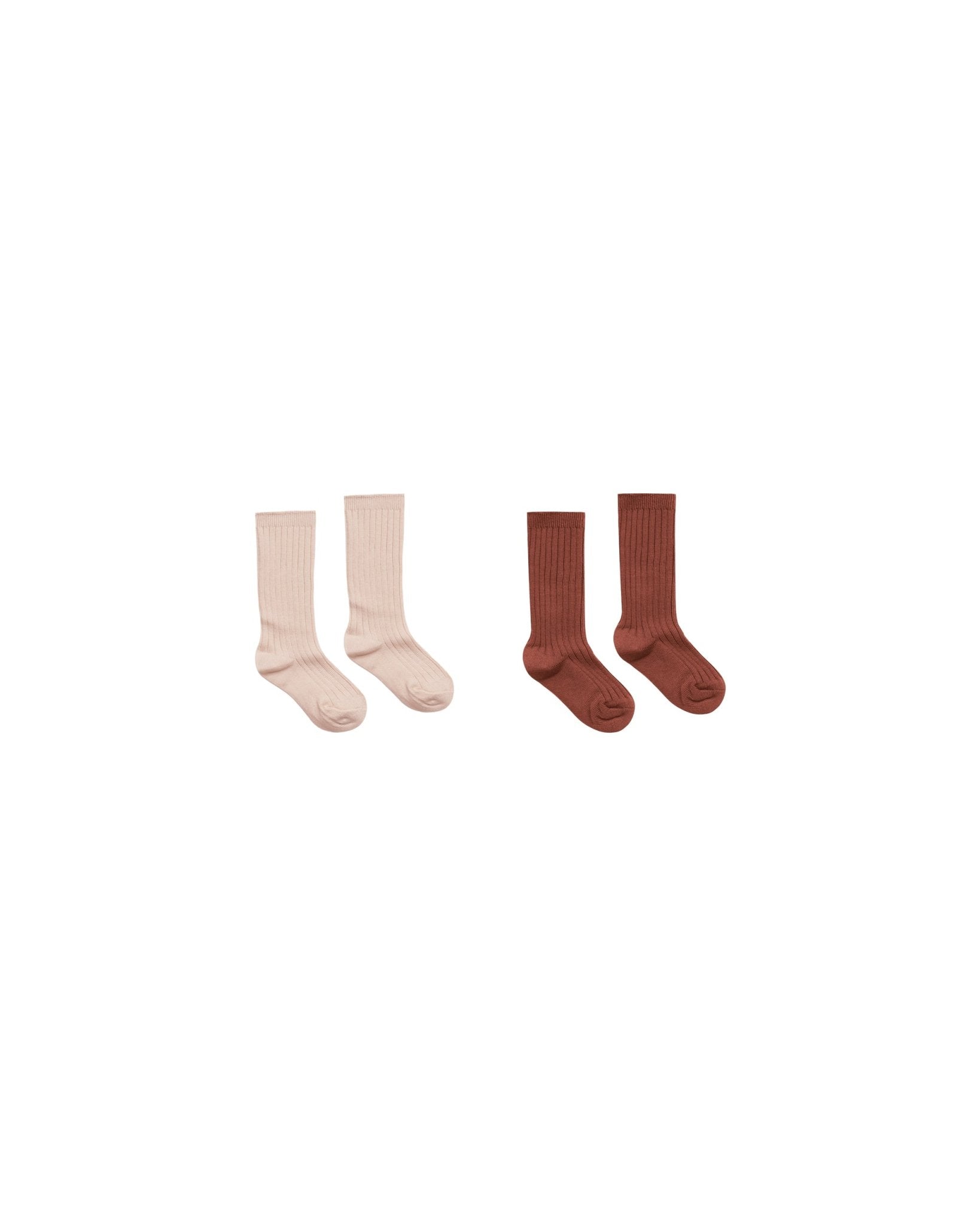 Ribbed Socks, 2 Pack || Brick + Rose - LAST 0/6M & 3/5Y