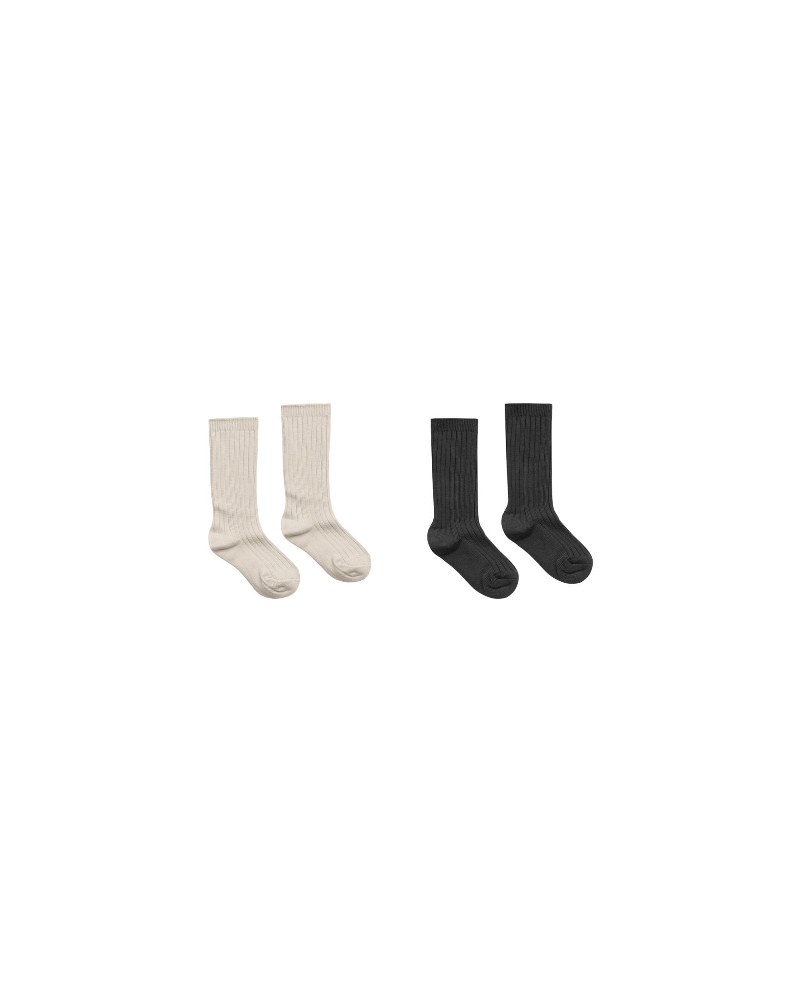 Ribbed Socks, 2 Pack || Stone + Black