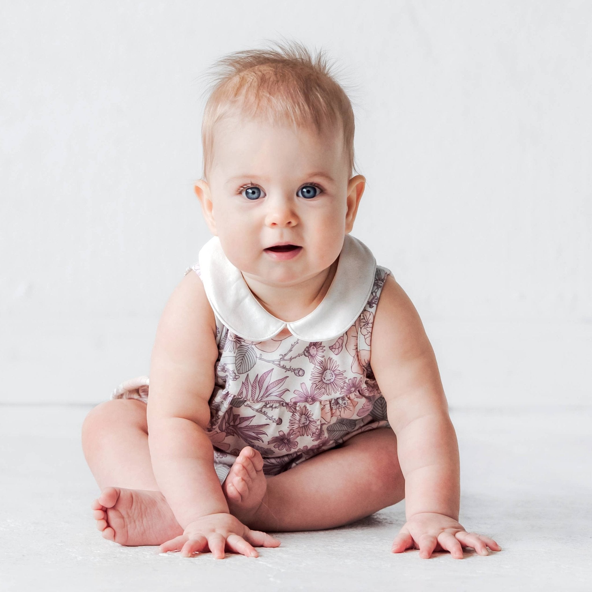 Round Collar Romper || Vintage Floral