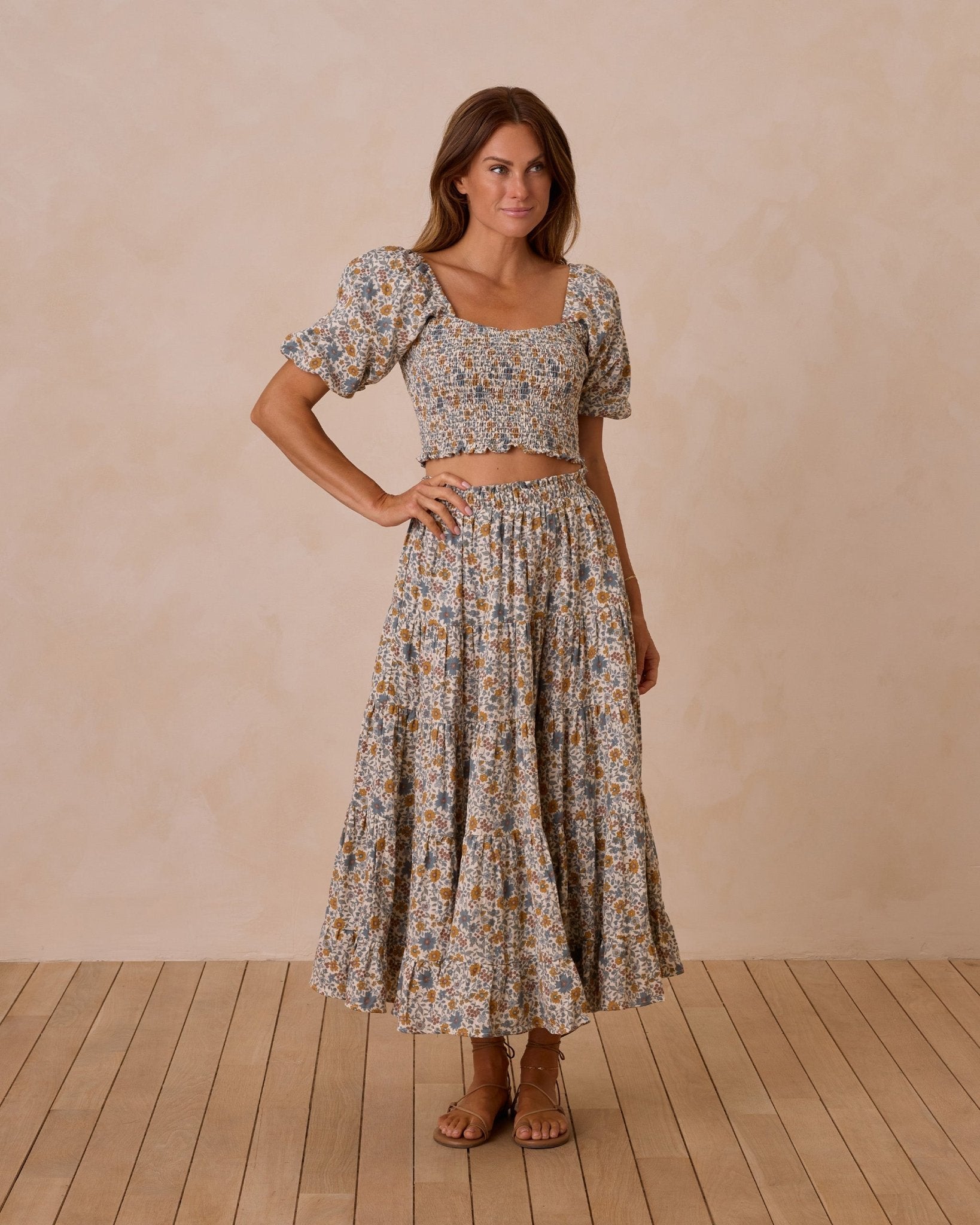 Ruffle Tiered Maxi Skirt || Gardenia