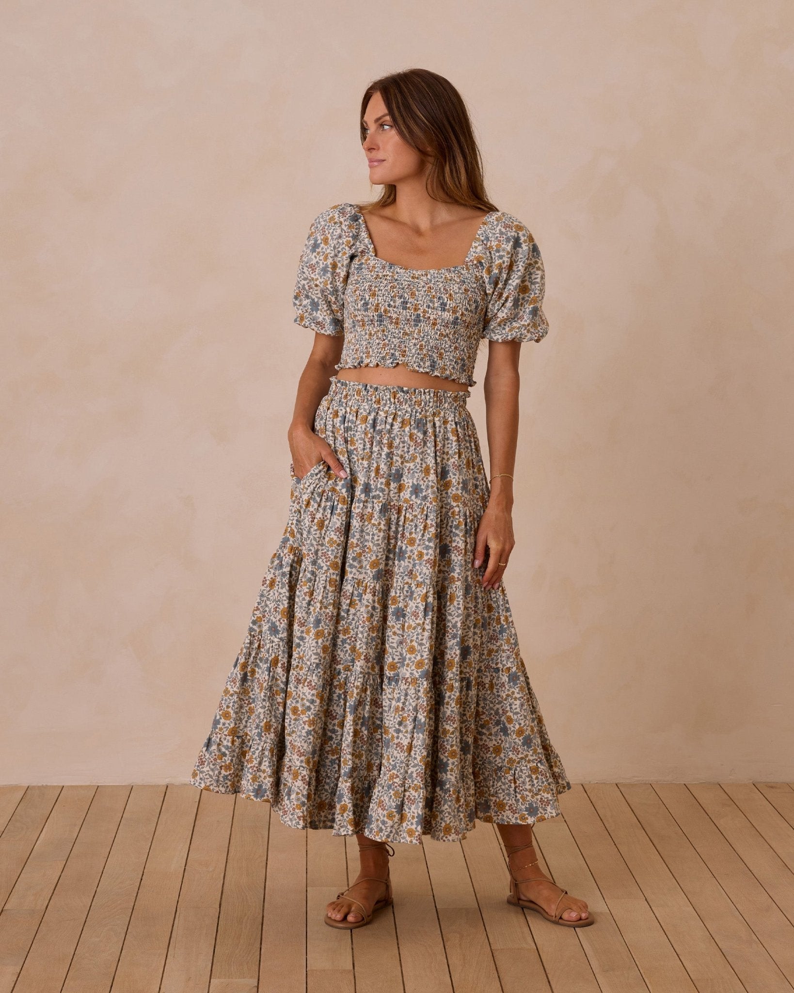 Ruffle Tiered Maxi Skirt || Gardenia
