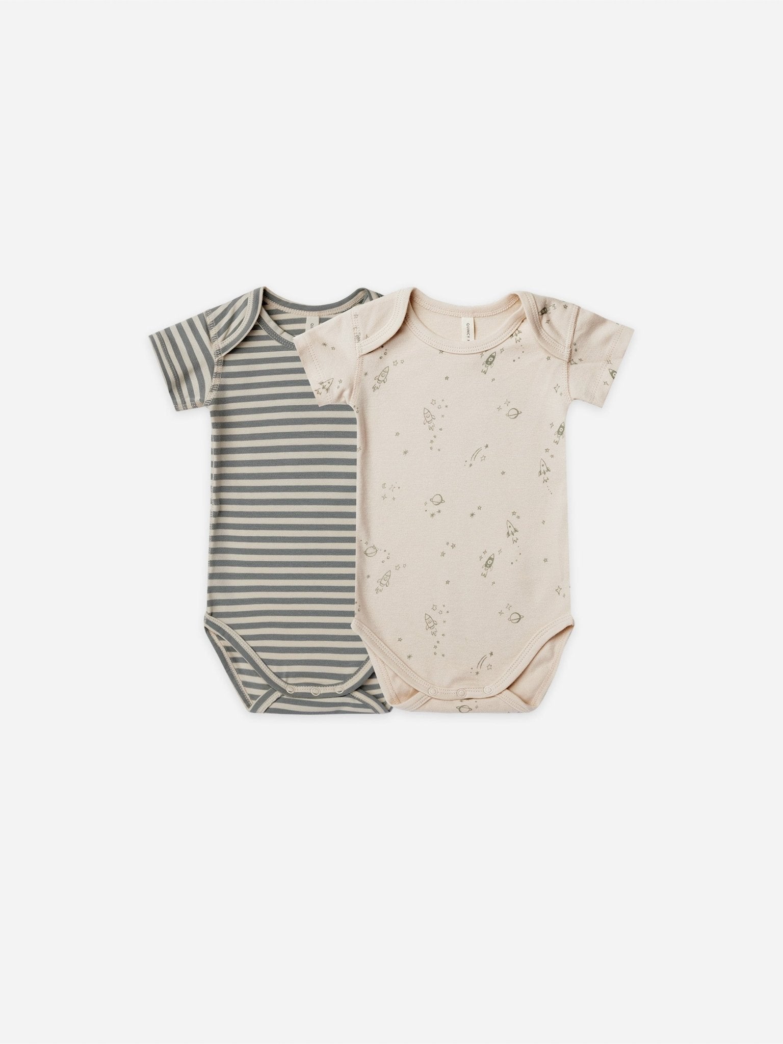 Short Sleeve Bodysuit, 2 Pack | Sea Green Stripe, Space - LAST ONE 18/24M