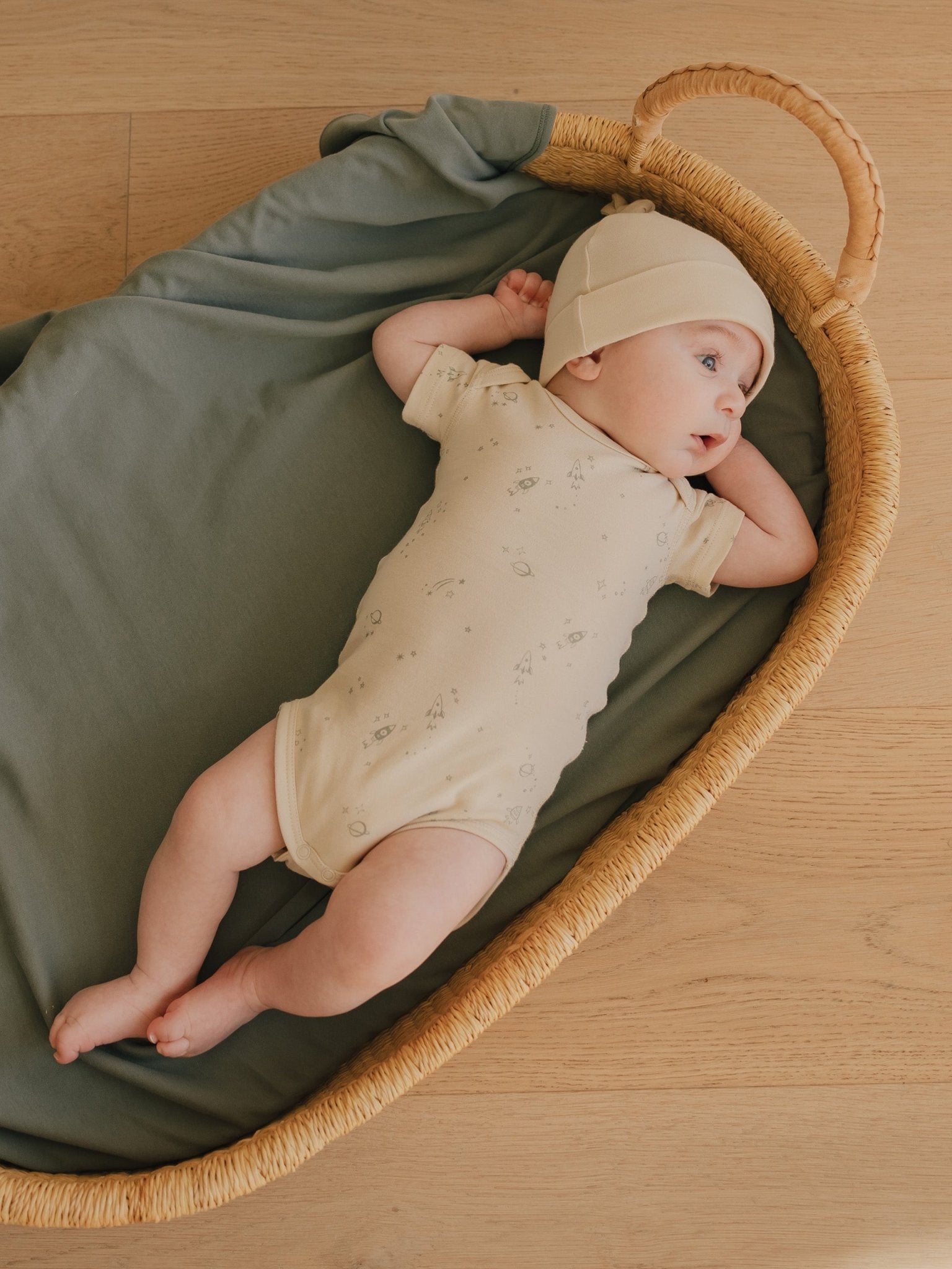 Short Sleeve Bodysuit, 2 Pack | Sea Green Stripe, Space - LAST ONE 18/24M