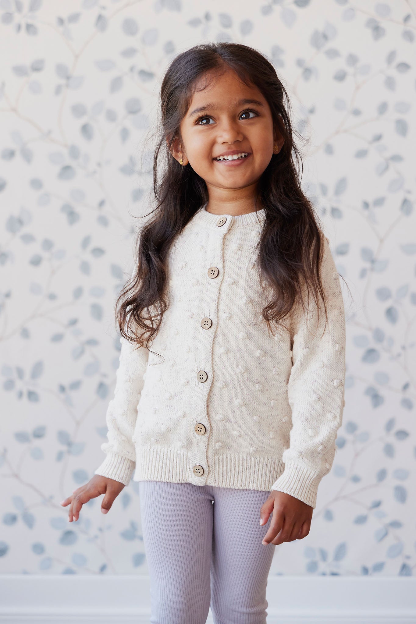 Simple Dotty Cardigan - Marshmallow Fleck