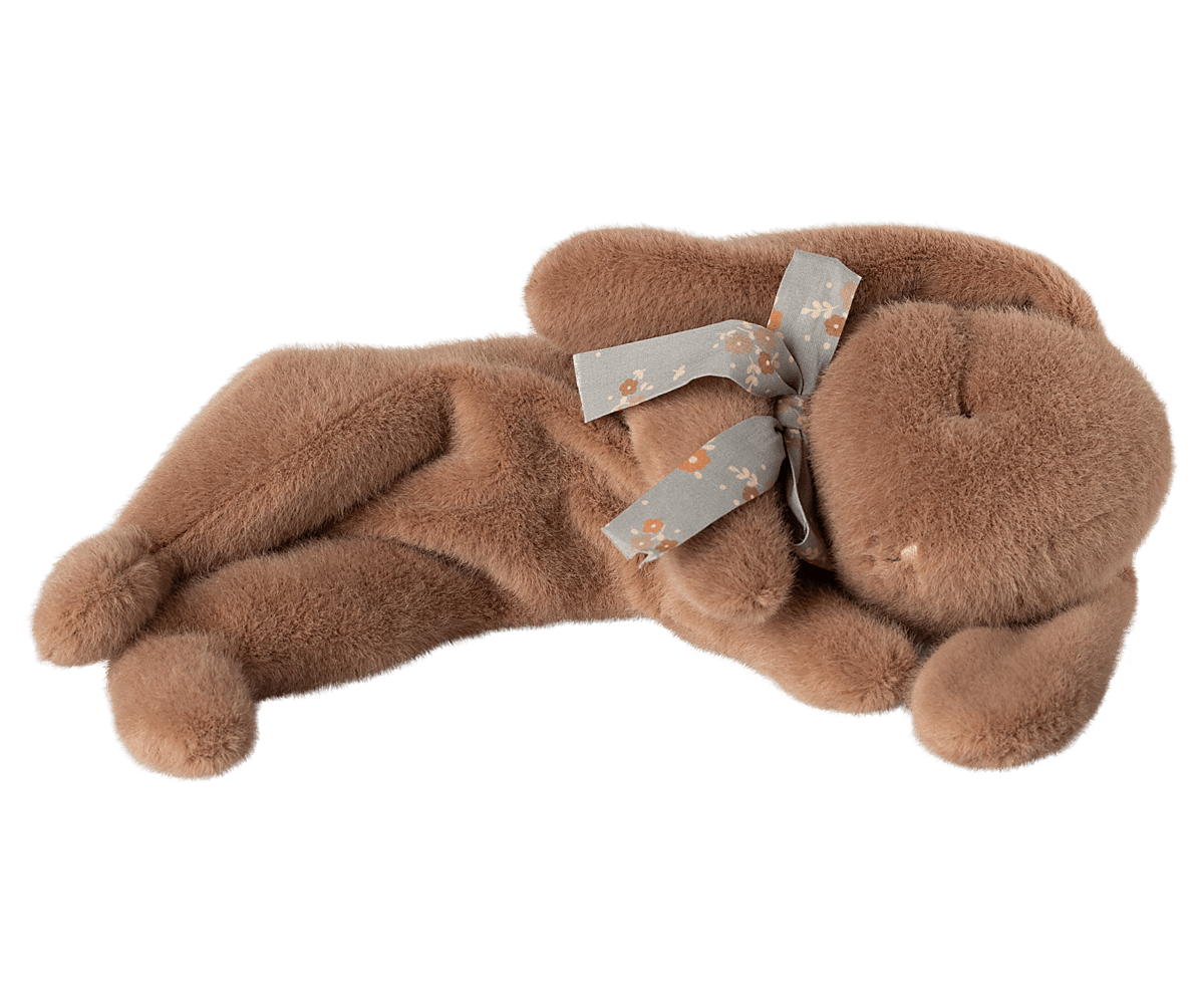 Sleeping bunny plush, Small - Soft brown