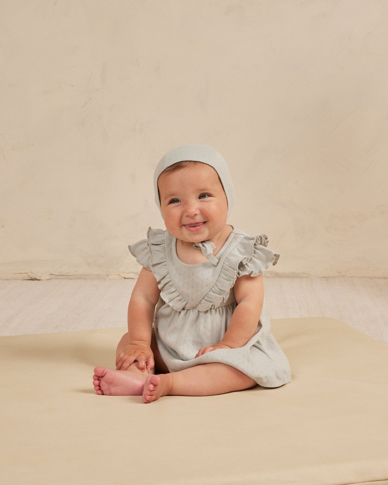 Sleeveless Ruffle V Dress || Cloud - LAST 0/3M & 3/6M