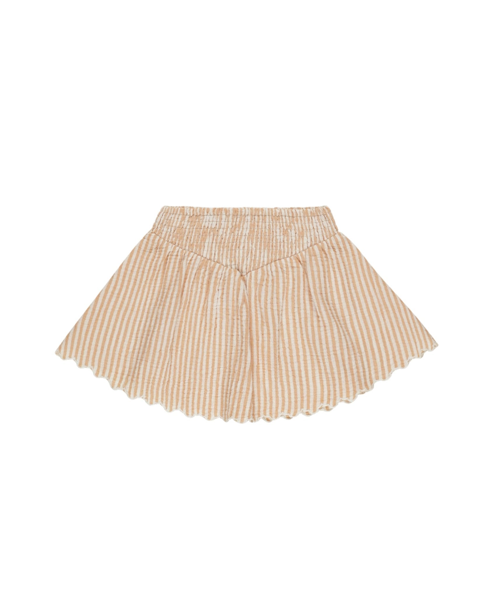 Smocked V Mini Skirt || Grapefruit Stripe (Teens)