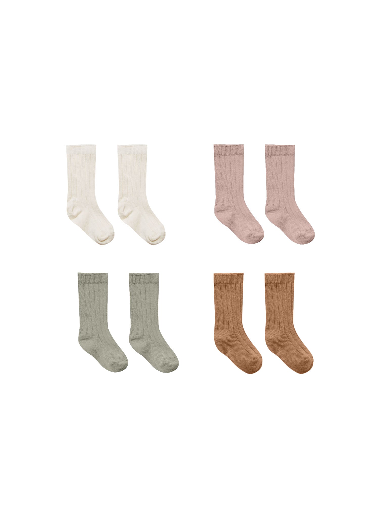 Socks, Set of 4 | Natural, Mauve, Basil, Cinnamon - LAST ONE 3/5Y