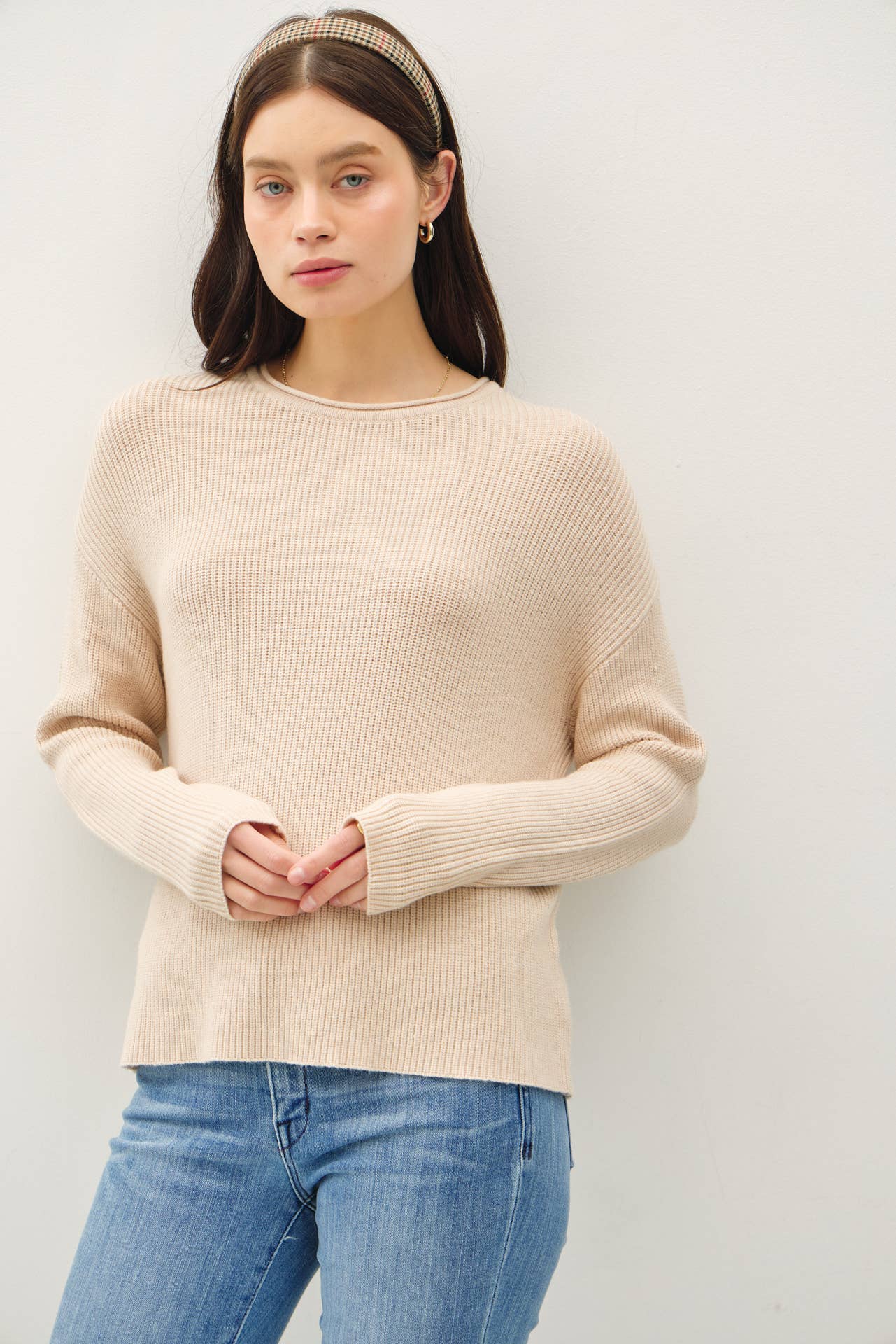 Soft Waffle Knit Sweater || Oatmeal