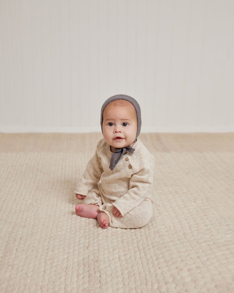 Speckled Knit Jumpsuit || Natural - LAST 6/12M & 18/24M