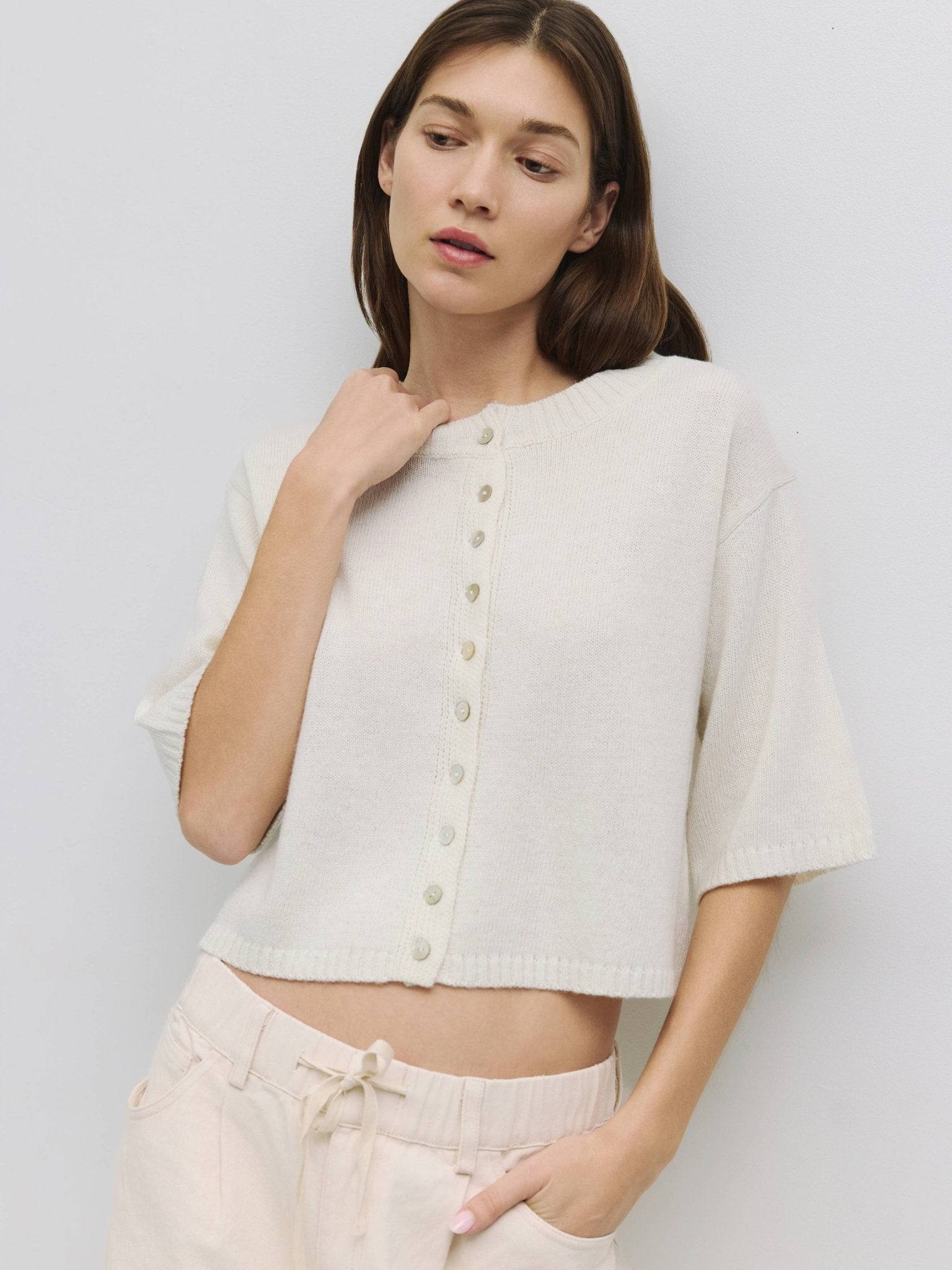 The Stacey Brushed Cardigan - Cream
