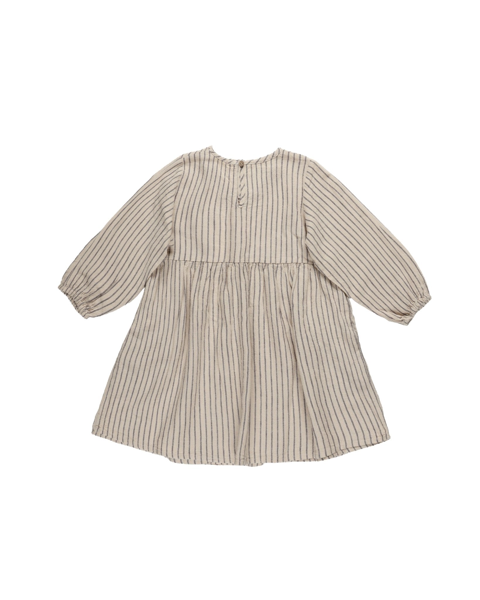 V Neck Babydoll Dress || Slate Pinstripe - LAST ONE 4/5Y