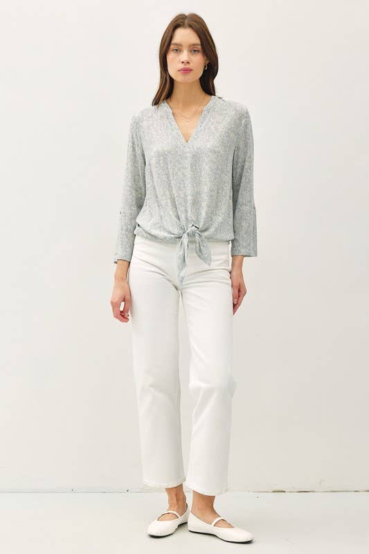 Spring Long Sleeve Knot Top || Heather Grey