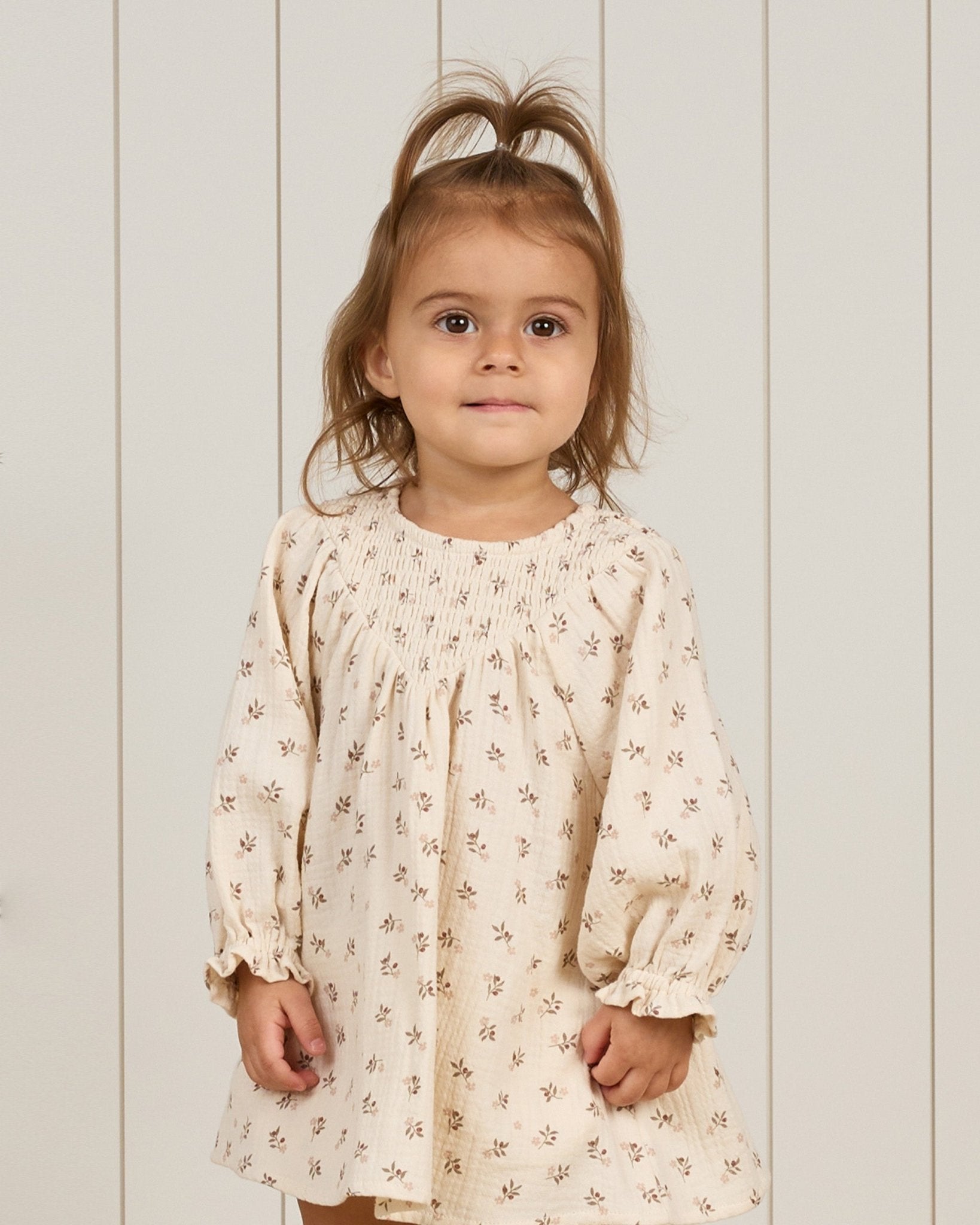 V Smocked Dress || Holly Berry - LAST 0/3M & 6/12M