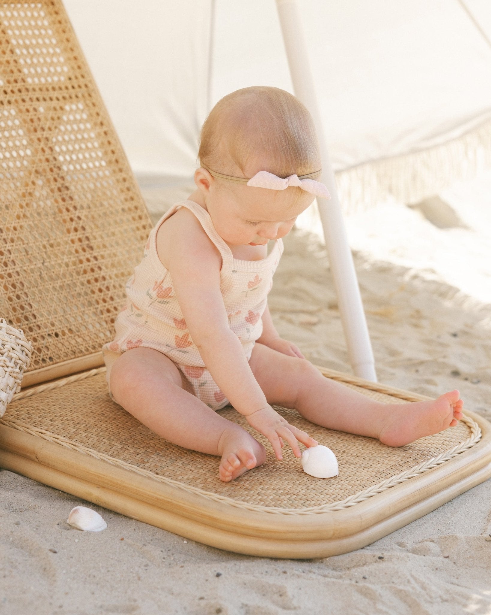 Waffle Cinch Romper || Tulips