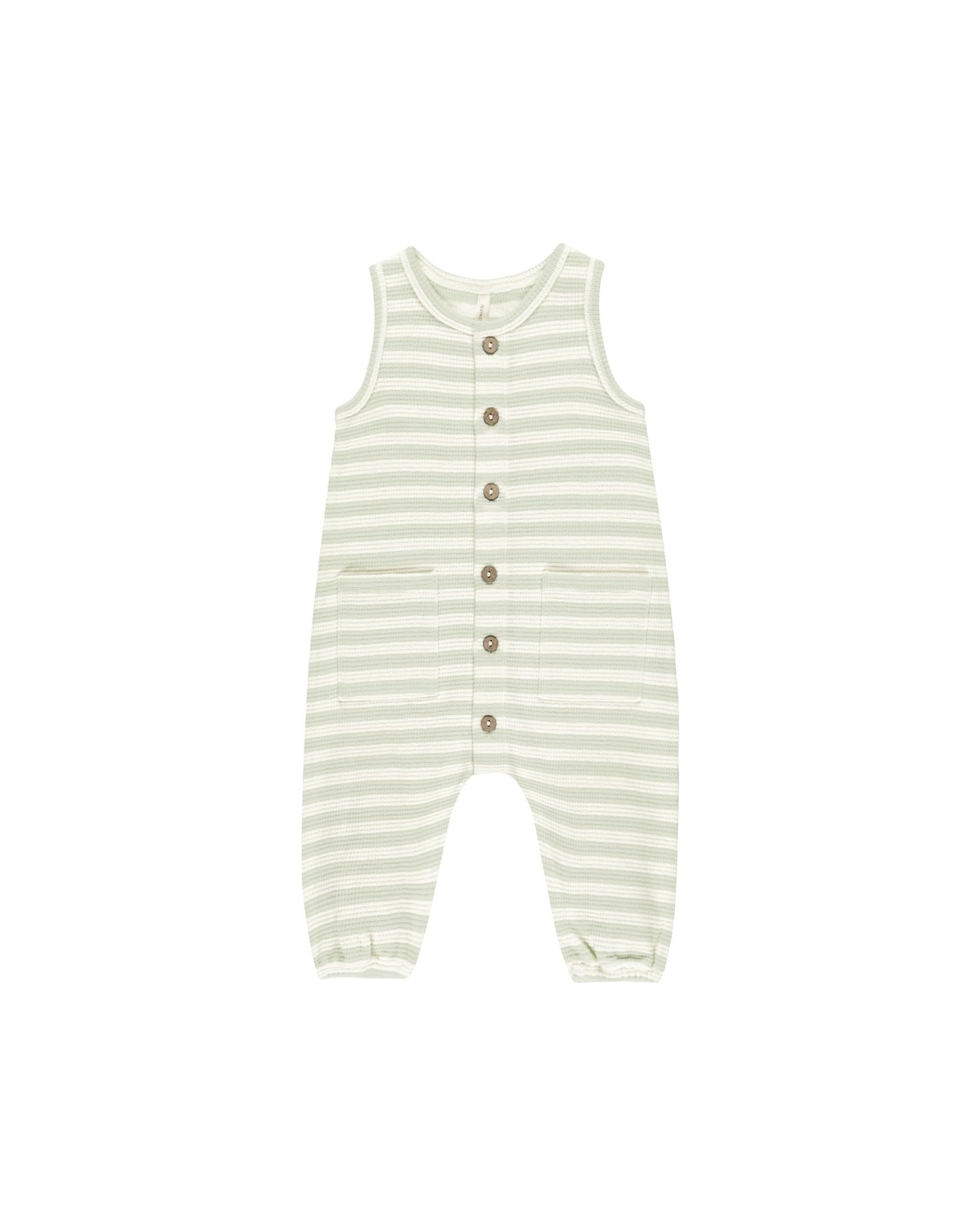 Waffle Jumpsuit || Mint Stripe