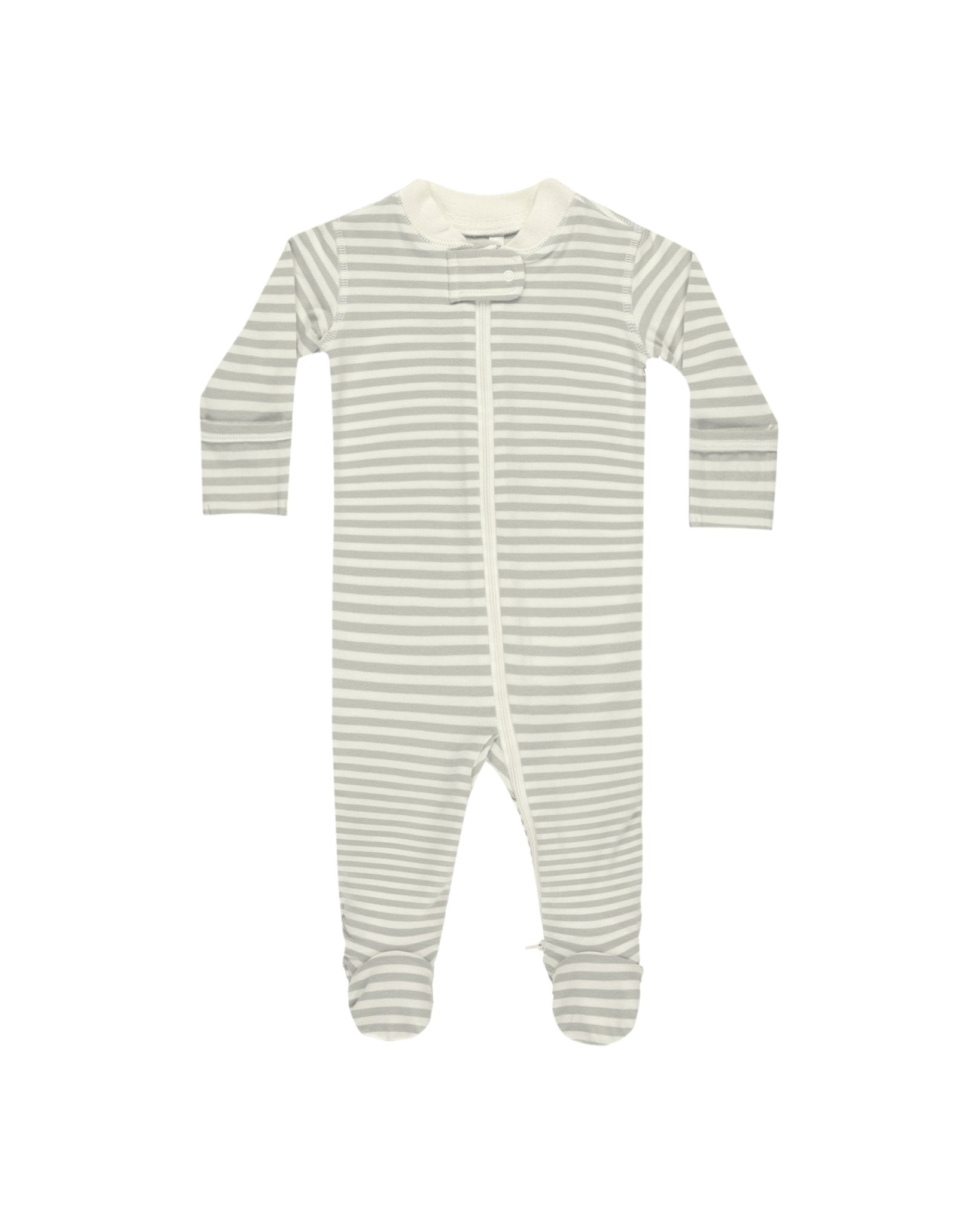 Zip Long Sleeve Sleeper Footie || Sage Stripe