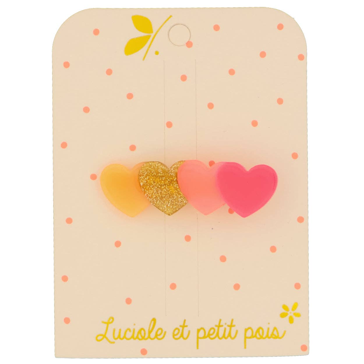 4 heart hair clip - Fluo