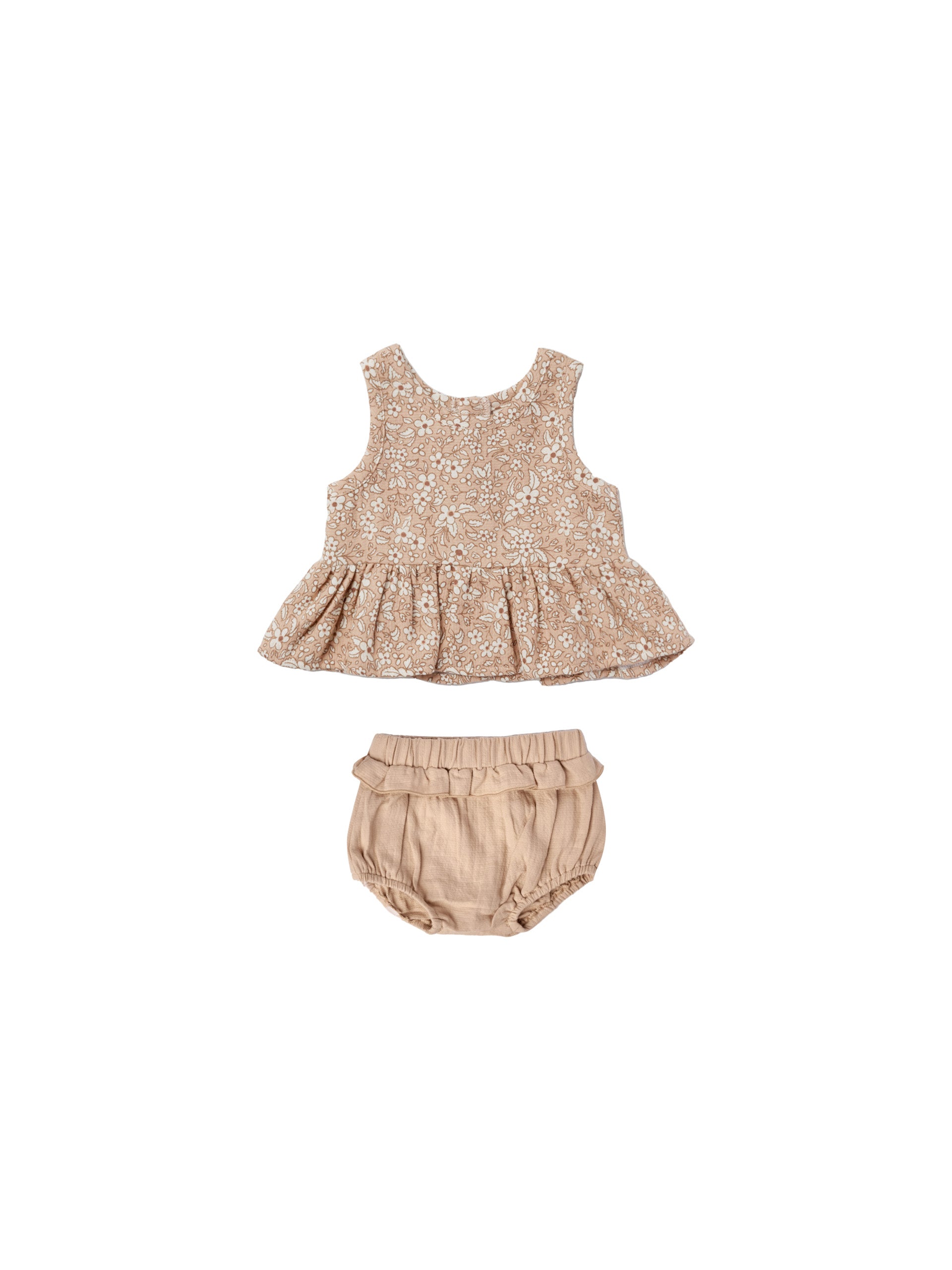 SLEEVELESS PEPLIUM SET | APRICOT FLORAL - LAST ONE 18/24M
