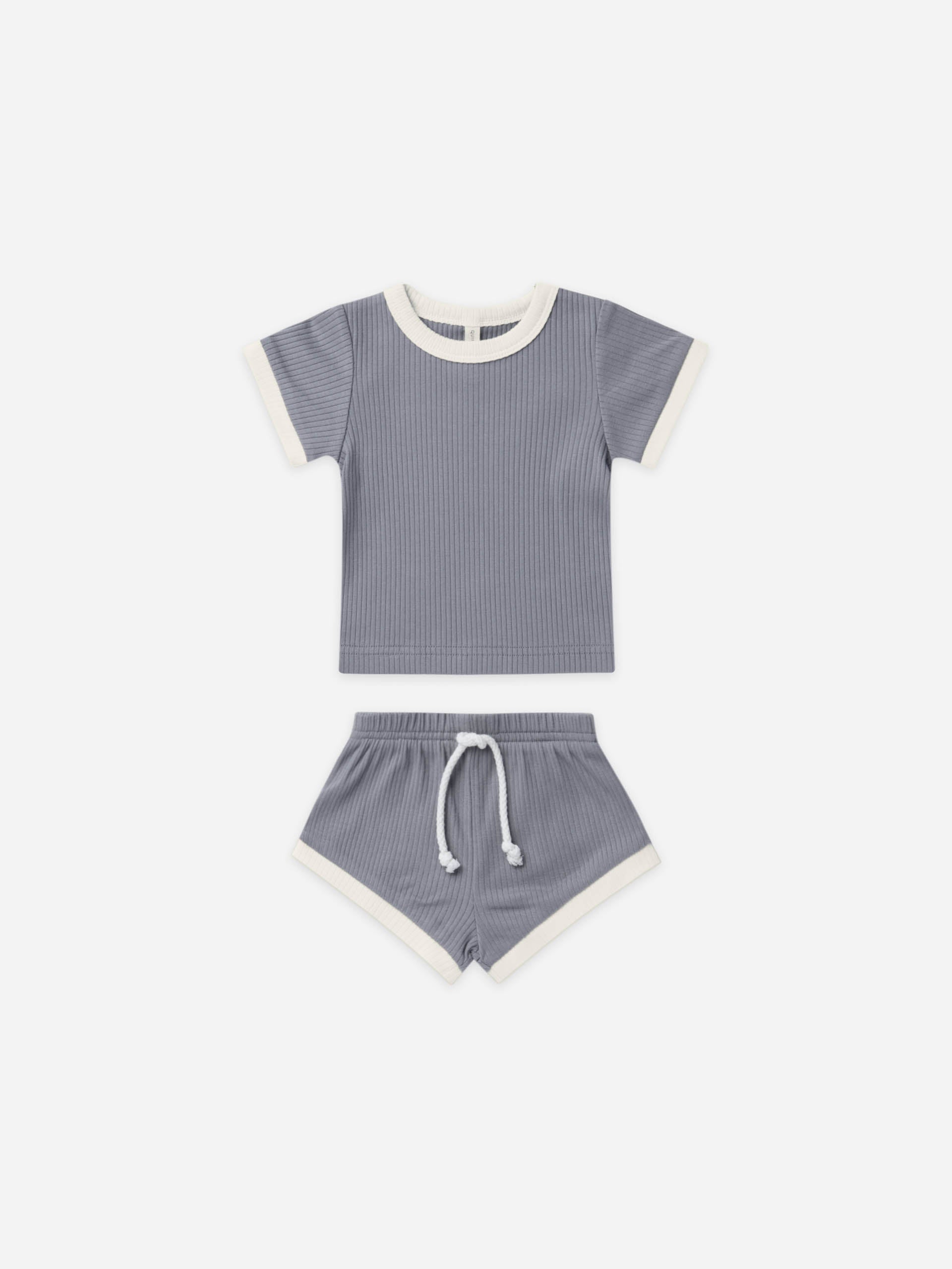 RIBBED SHORTIE SET | WASHED INDIGO - LAST 12/18M