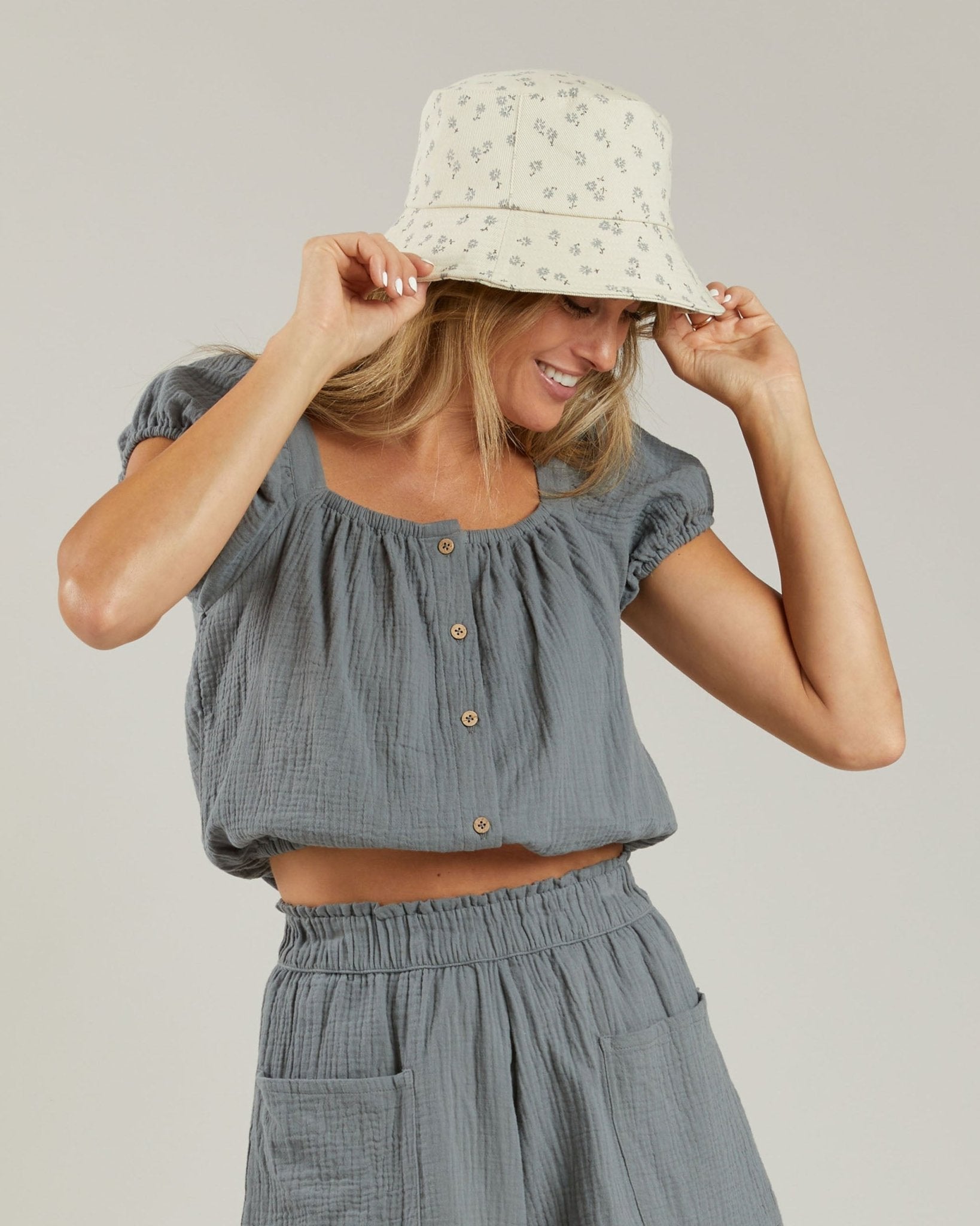 Bucket Hat || Blue Ditsy