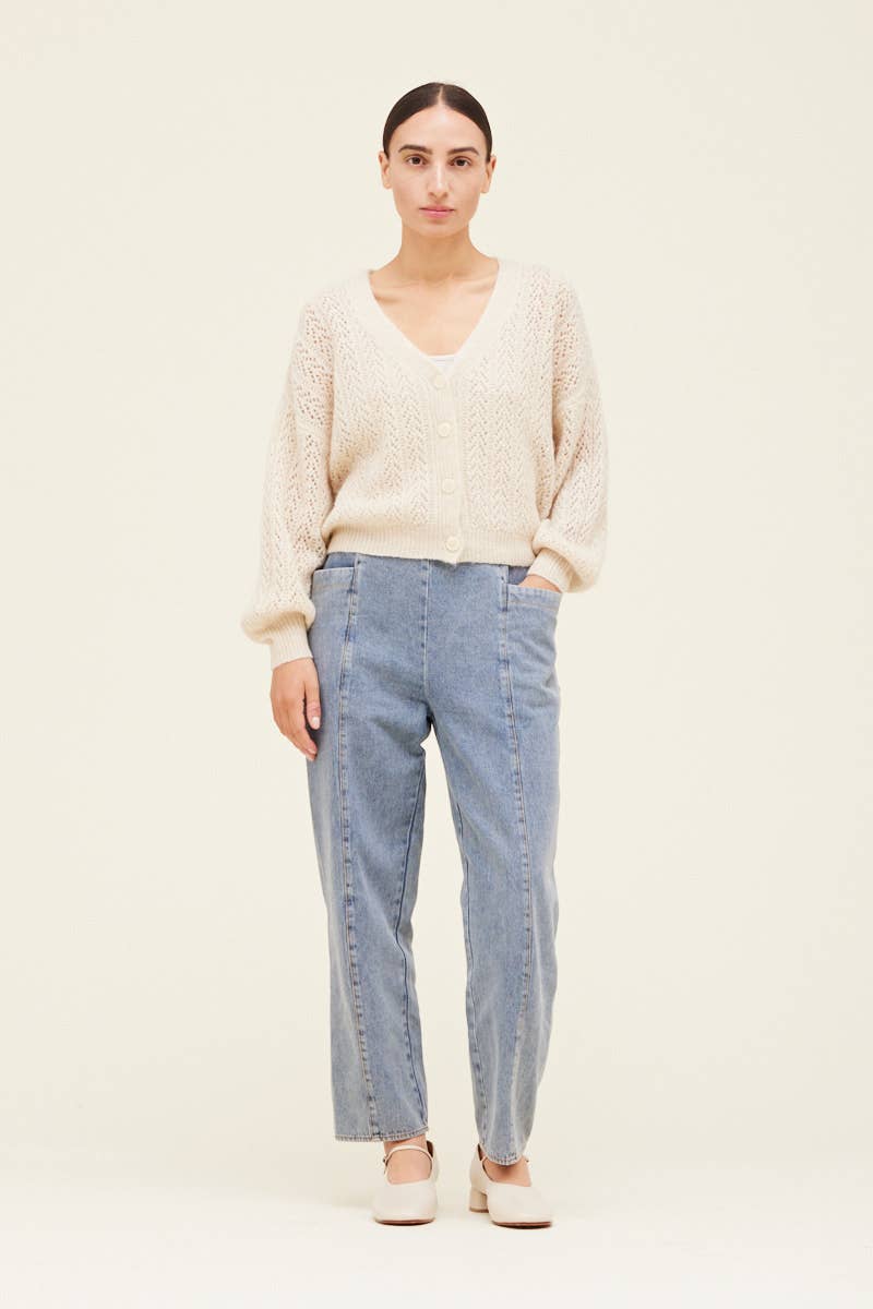 POINTELLE CROPPED CARDIGAN