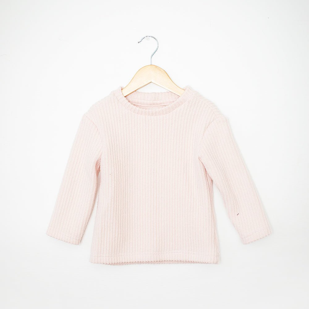 Cozy Ribbed Long Sleeve Top | Lt Pink