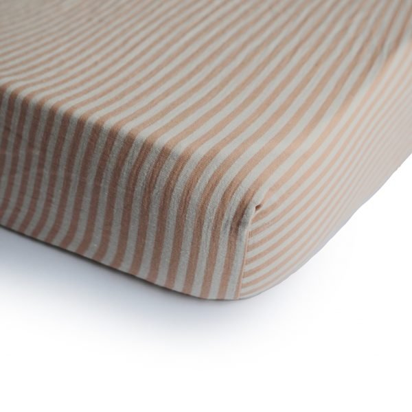 Extra Soft Muslin Crib Sheet | Natural Stripe