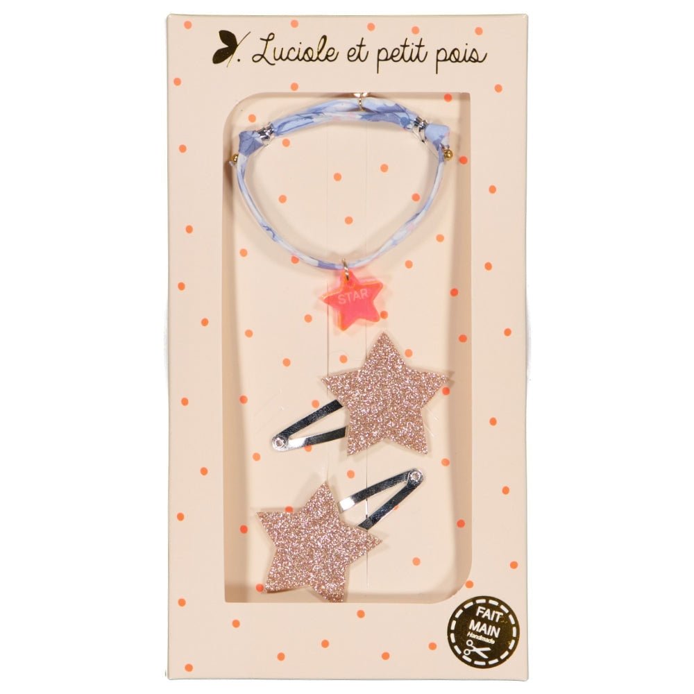 Gift Box - Barrette & Bracelet - Mitsi Blue Hyacinth