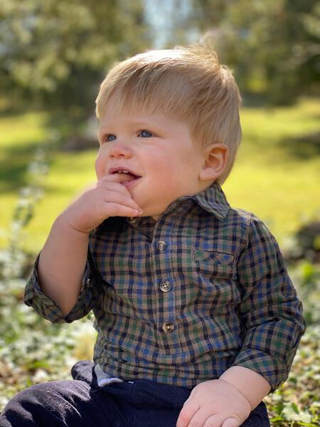 Green/Navy/Blue Plaid Woven Onesie - LAST ONE 18/24M